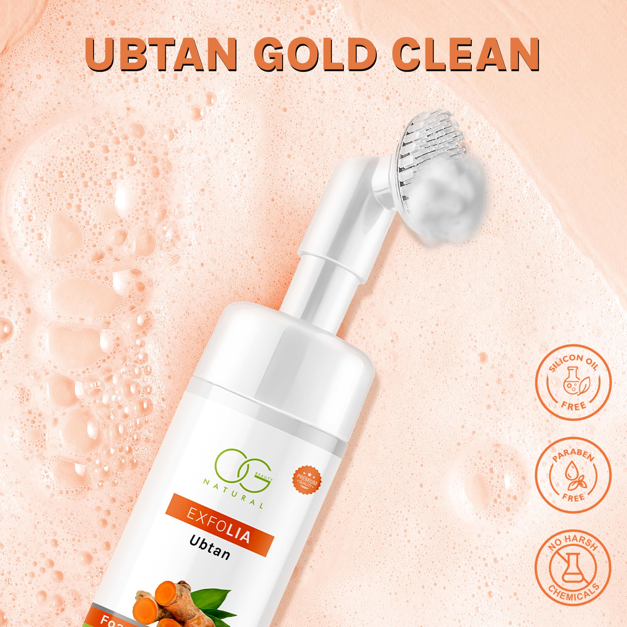 OG Beauty Natural Exfoliating Ubtan Foaming Face Wash - Reduces Wrinkles & Fine Lines with Natural Ingredients | Deep Cleansing for All Skin Types | 150ml | Perfect for Daily Skincare & Anti-Aging Routine