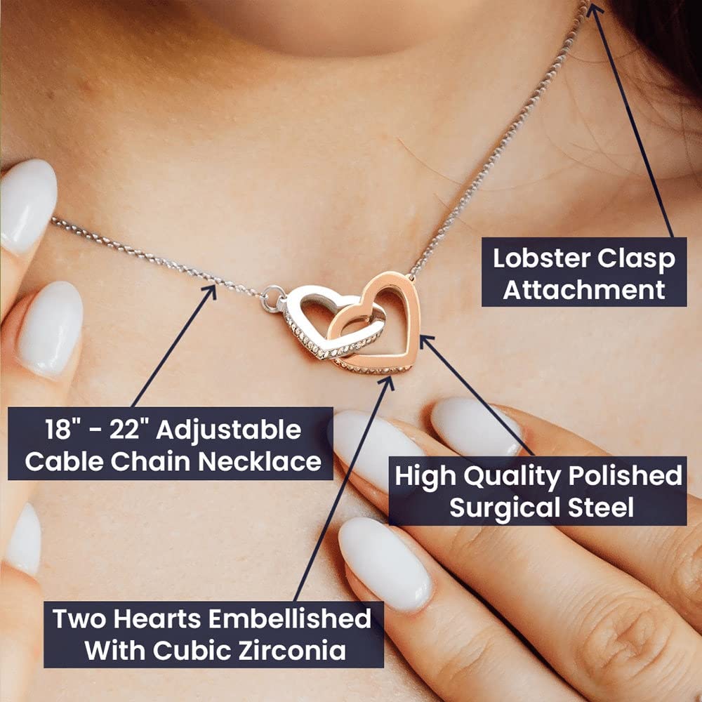 Interlocking Hearts Necklace - Graduation Gift for Granddaughter, Smart & Brave - Jewelry with Message Card for High School & College Grads