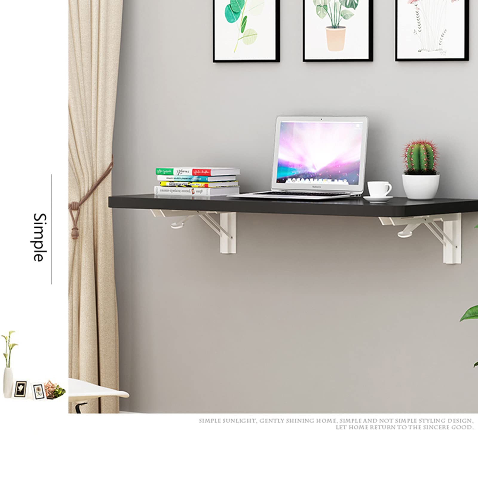 Wall Mounted Folding Workbench - Heavy Duty Drop-Leaf Wooden Table for Kitchen, Dining & Office | Space-Saving Fold Down Design for Small Spaces | Perfect as Kitchen Table, Computer Desk or Craft Station