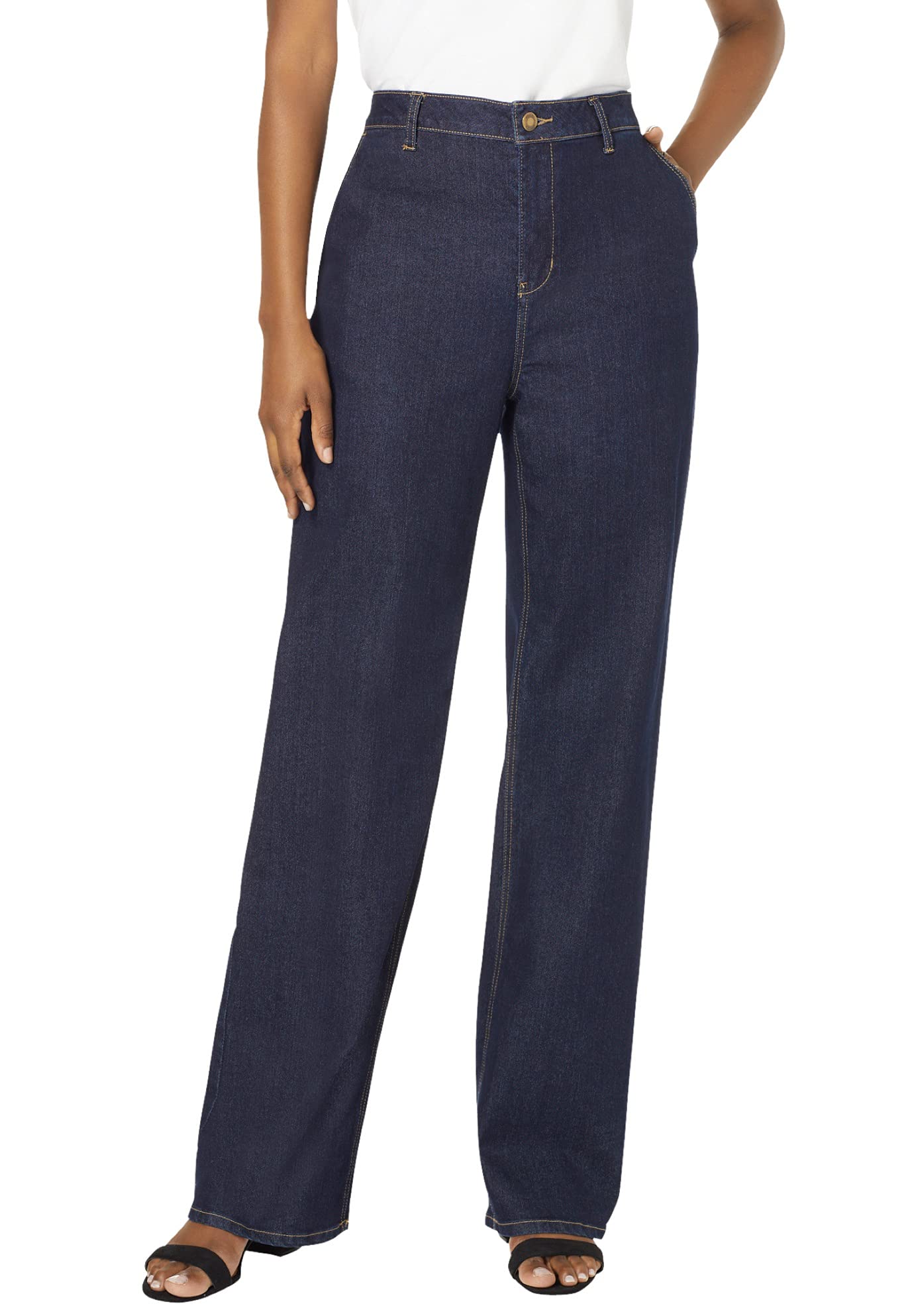 Jessica London Women's Plus Size Wide Leg Jeans - Stretch Comfort Denim Pants for Curvy Figures | Perfect for Casual Wear, Office & Weekend Outfits