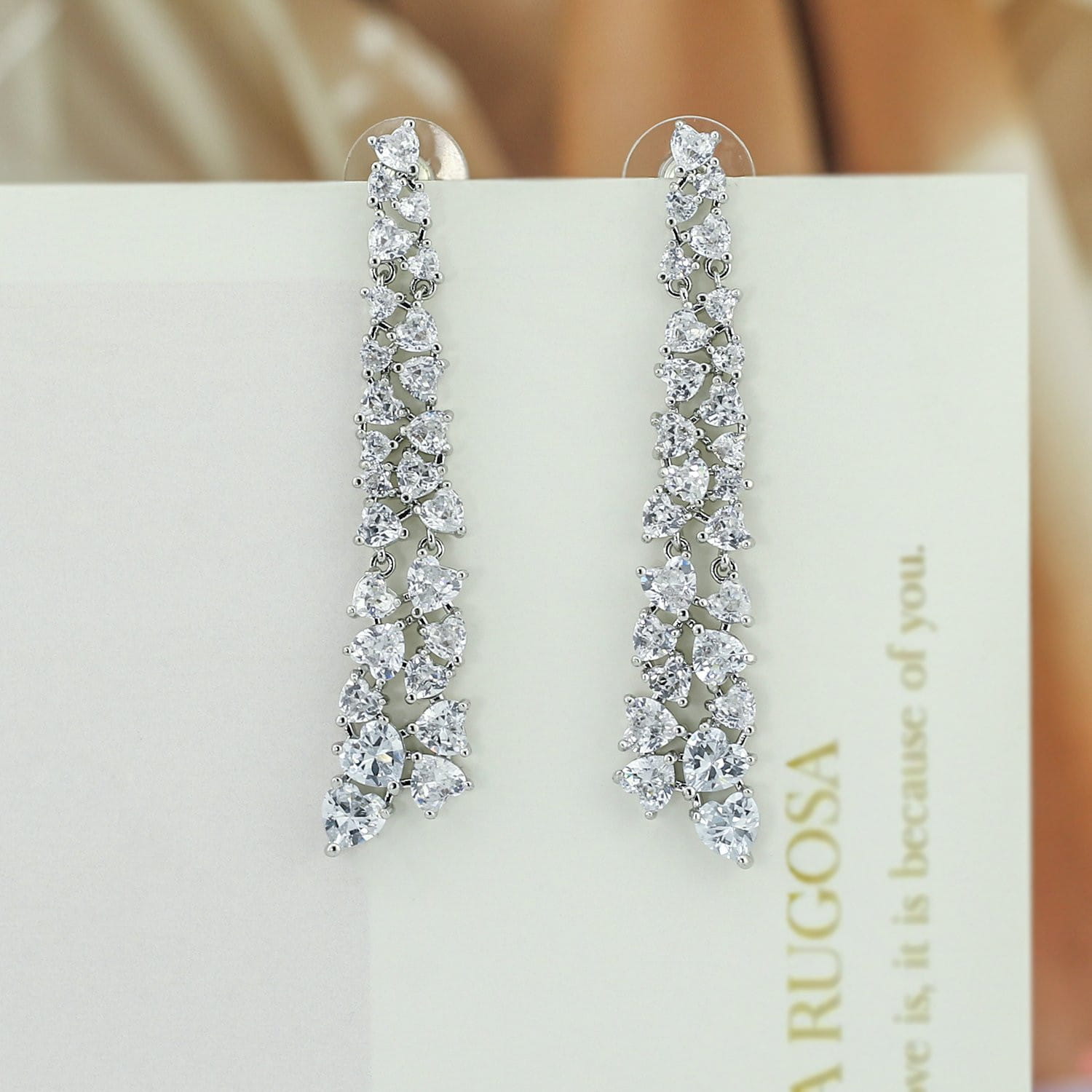 Crystal Cubic Zirconia CZ Copper Water Drop Dangle Earrings for Women - Elegant Fashion Jewelry Gift for Party, Wedding & Special Occasions