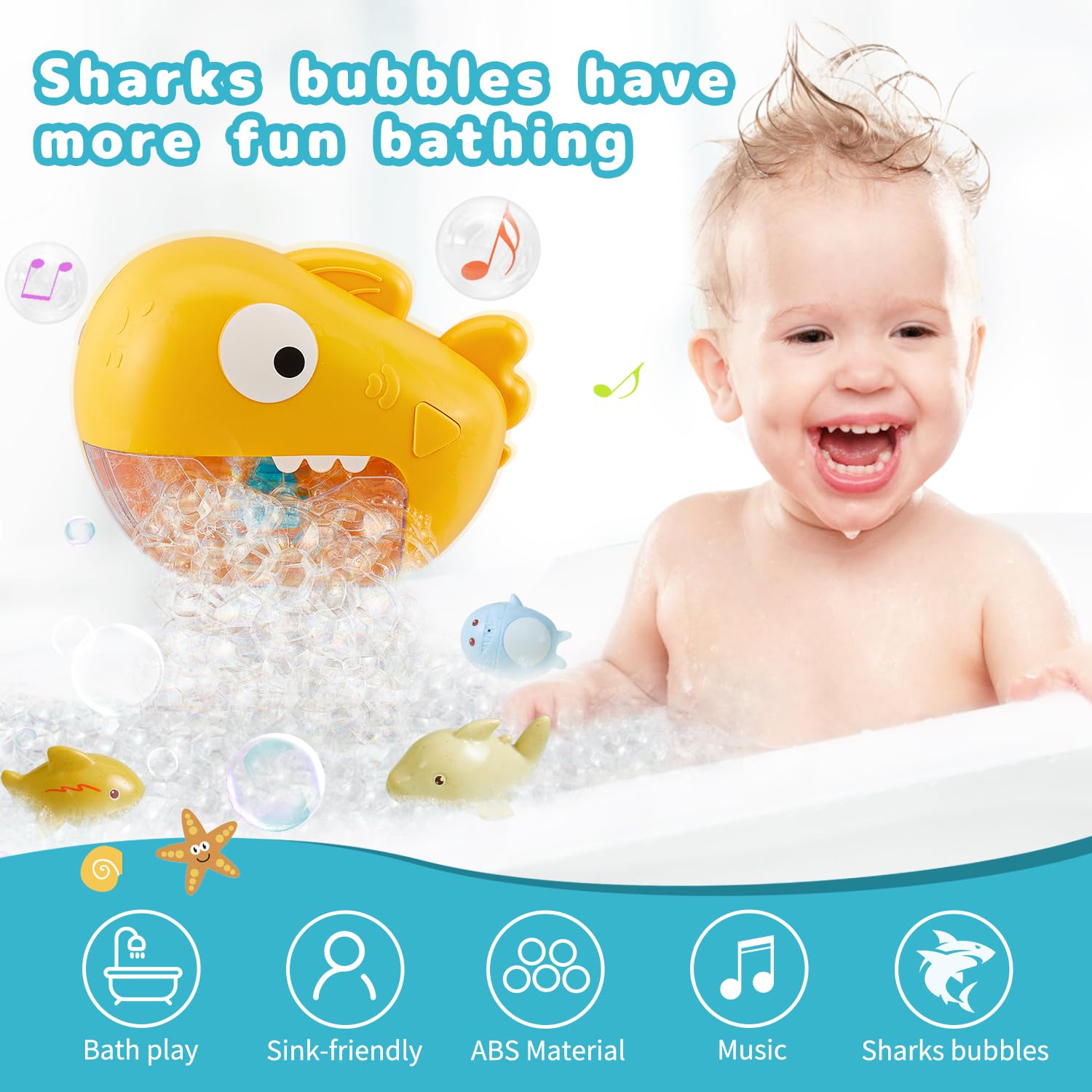 **Automatic Bubble Machine Bath Toy with Music - 3 PCS Silicone Baby Bath Toys for Infants 6-12 Months & Toddlers 1-8 Years - Fun Bath Time & Birthday Gift for Kids (Perfect for Sensory Play & Early Learning)**