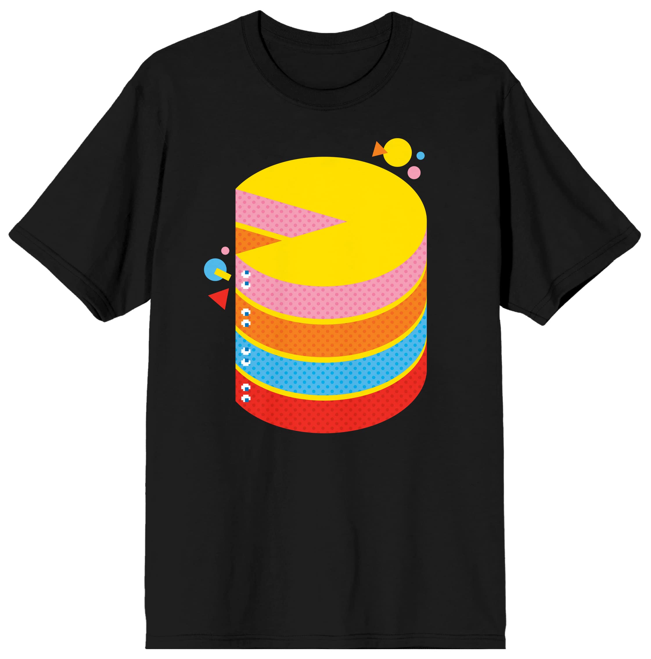 Bioworld Pac-Man Stack Men's Black T-Shirt | Retro Arcade Gaming Tee for Casual Wear & Gamer Outfits
