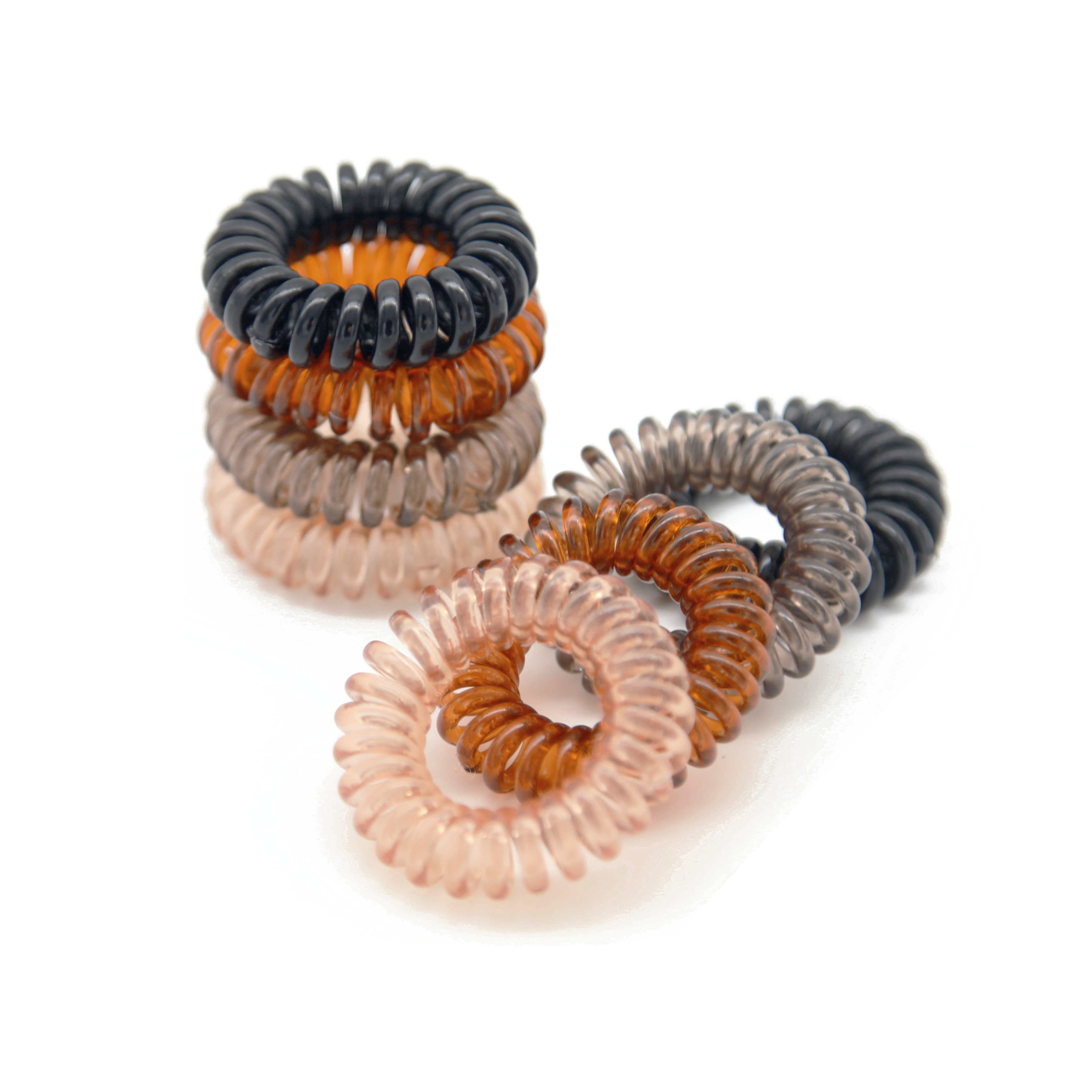 Waterproof Spiral Hair Ties for Women - 8 Pack No Slip Elastic Hair Bands for Running, Swimming, Yoga & Workout - Gentle on Hair No Crease Ponytail Holders