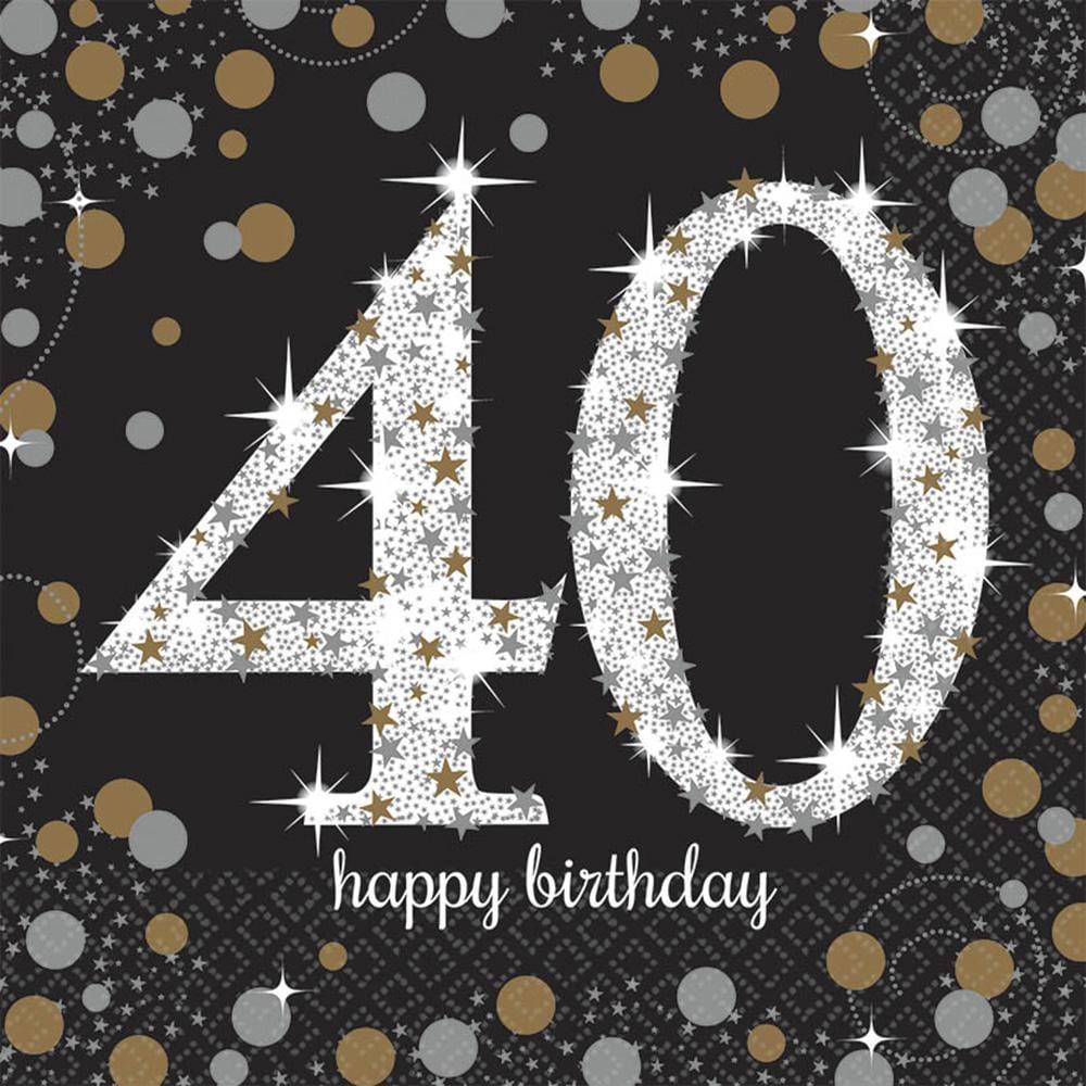 40th Anniversary Sparkling Celebrity Luncheon Napkins - 16 Pack | Elegant Party Tableware for Birthday, Wedding & Special Events