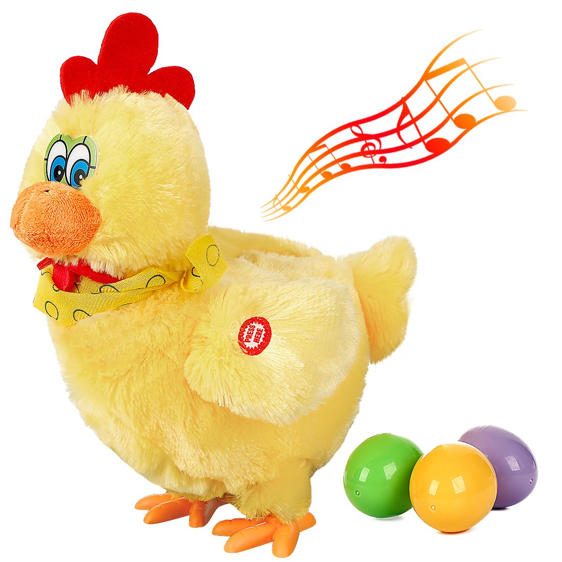 Easter Chicken Laying Egg Electric Plush Toy with Sound & Music - Fun Interactive Animal Toy for Kids Easter Gifts, Party Favors & Holiday Decorations