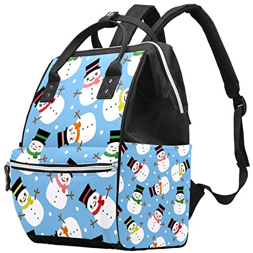 Large Capacity Winter Christmas Snowman Diaper Backpack for Moms - Waterproof Travel Baby Care Bag for Outdoors, Shopping & Daily Use