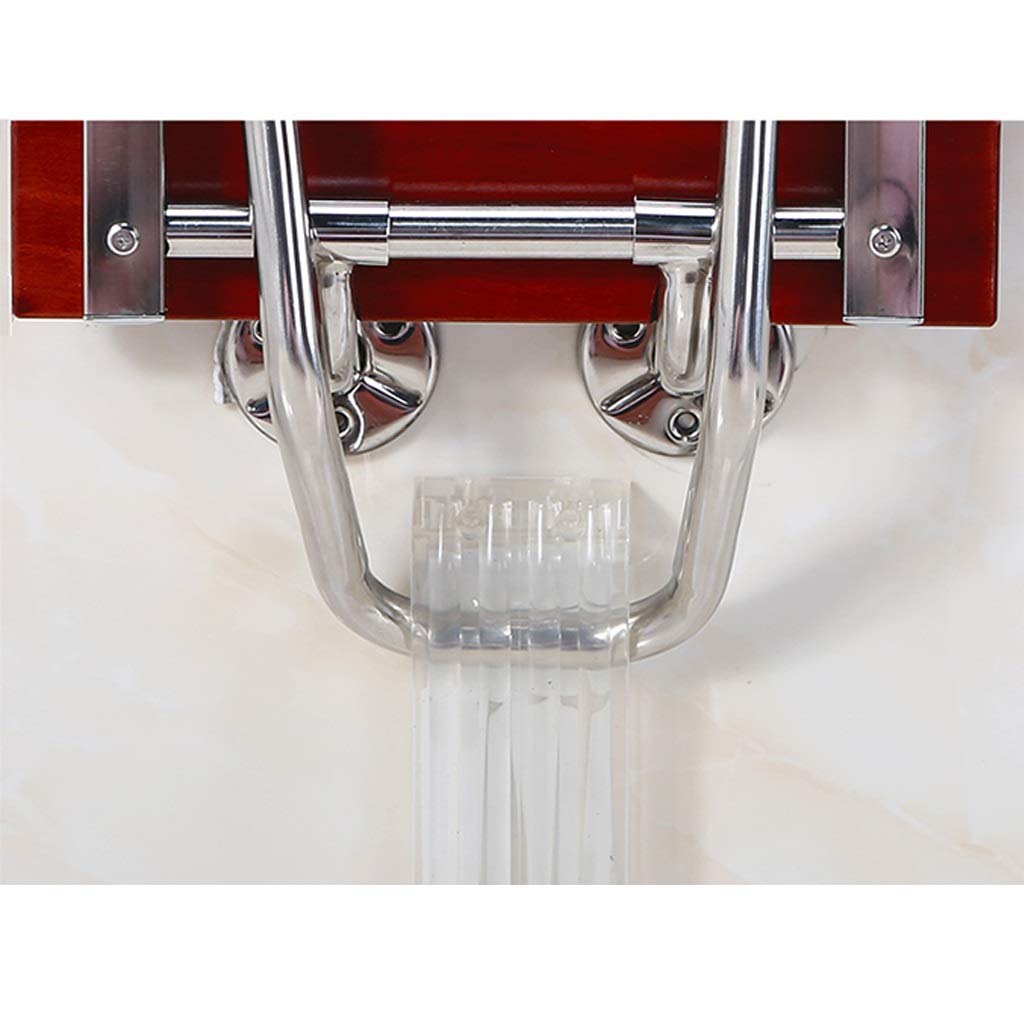 Foldable Wall-Mounted Shower Seat - Solid Wood Bath Chair with Stainless Steel Bracket | ADA Compliant Shower Stool for Elderly & Disabled | Non-Slip Bathroom Safety Seat for Seniors, Shower Bench for Small Spaces