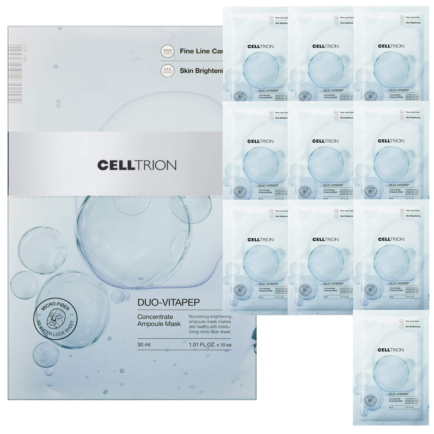 Cellcure 10-Pack Korean Vitamin C Peptide Sheet Masks for Brightening & Nourishing Skin