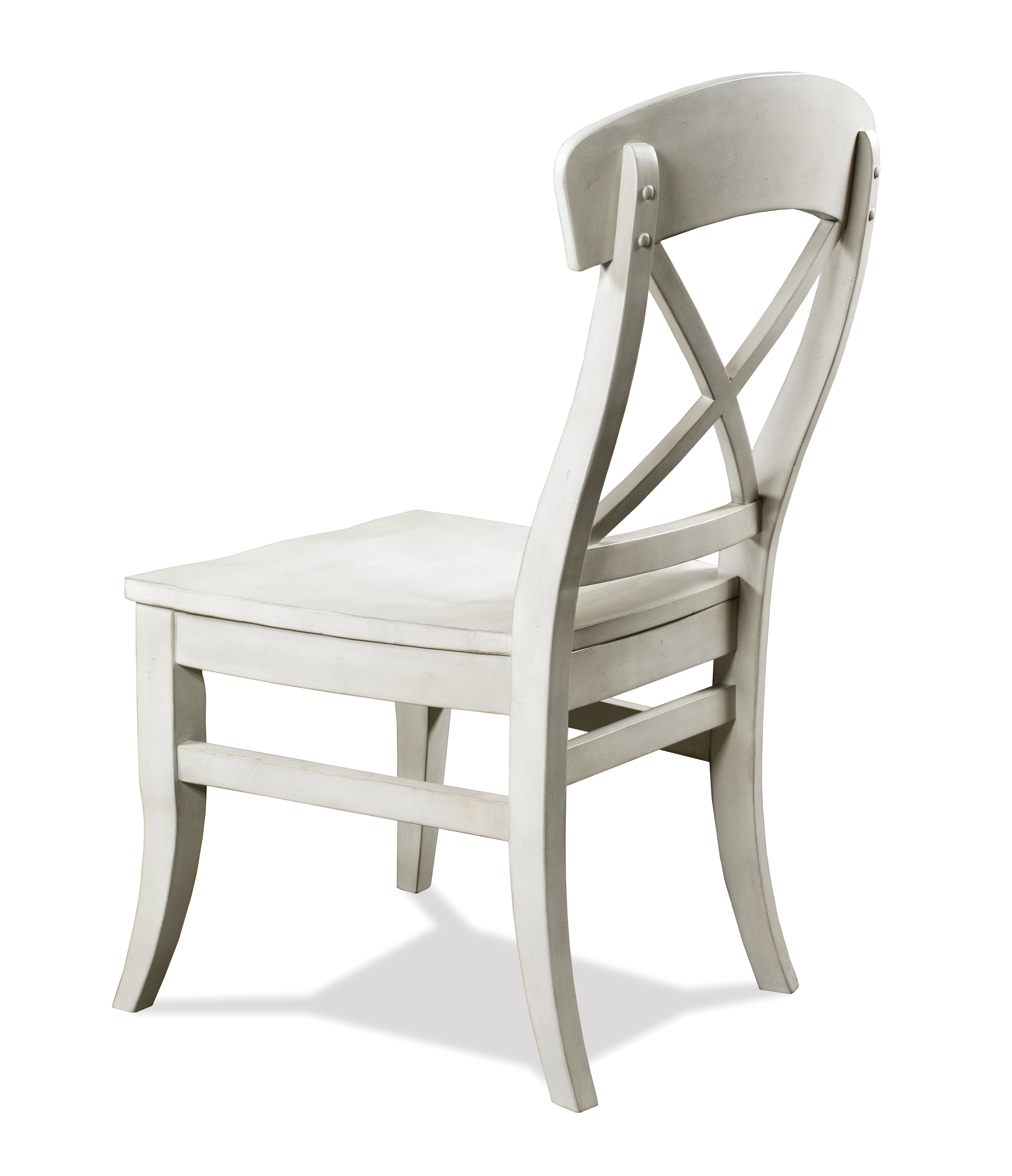 Roundhill Furniture Harola Cross Back Dining Chairs - Set of 2, Smoky White Finish - Modern Farmhouse Side Chairs for Kitchen, Dining Room & Breakfast Nook