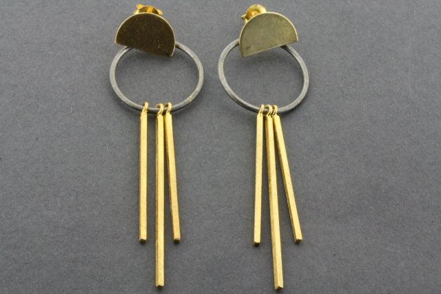 Empire Drop Earrings - Gold Plated & Oxidized Elegant Dangle Earrings for Women | Perfect for Parties, Weddings & Evening Events