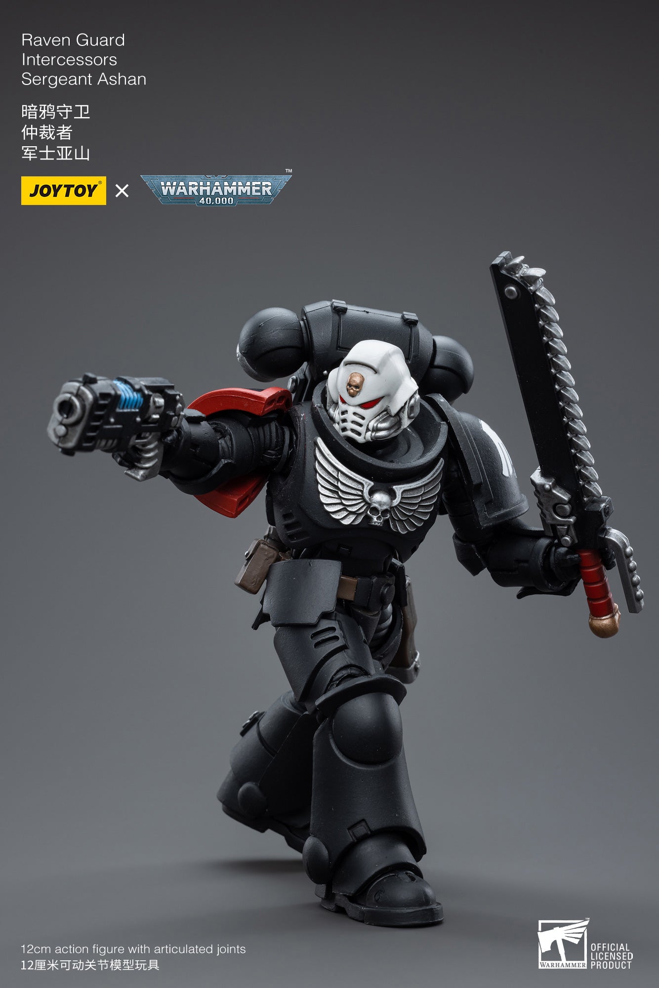 1/18 JOYTOY Warhammer 40K Raven Guard Intercessors Sergeant Ashan Action Figure - Collectible Miniature for Warhammer 40K Fans, Tabletop Gaming & Display