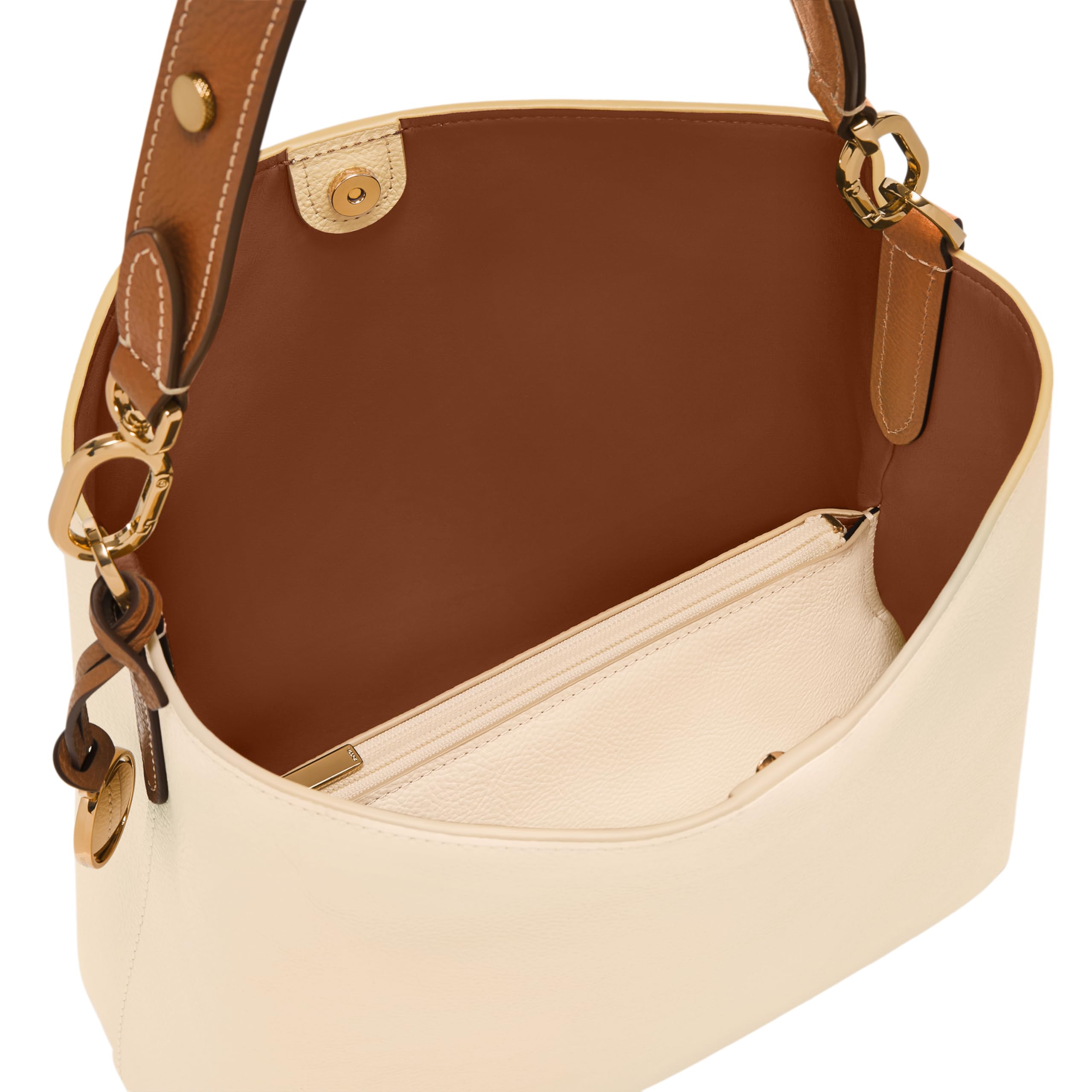 Fossil Jessie Shoulder Bag for Women - Vanilla & Saddle Colorblock Crossbody Purse - Perfect for Work, Travel & Everyday Use