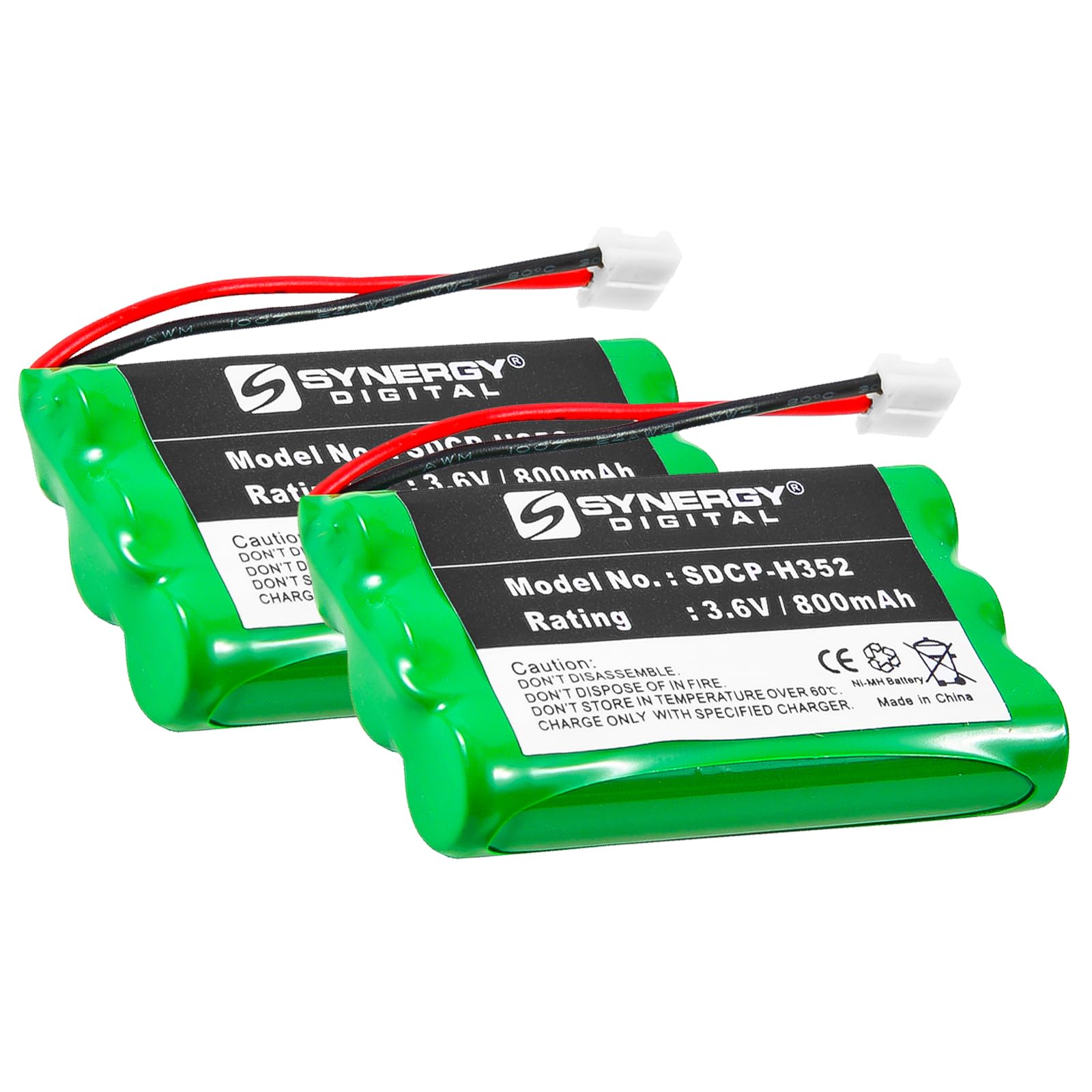 Synergy Digital Rechargeable Cordless Phone Batteries - 2 Pack Ni-MH 3.6V 800mAh Replacement Battery for Audioline BT-C250 & Compatible Models | Perfect for Home Office & Business Phone Systems