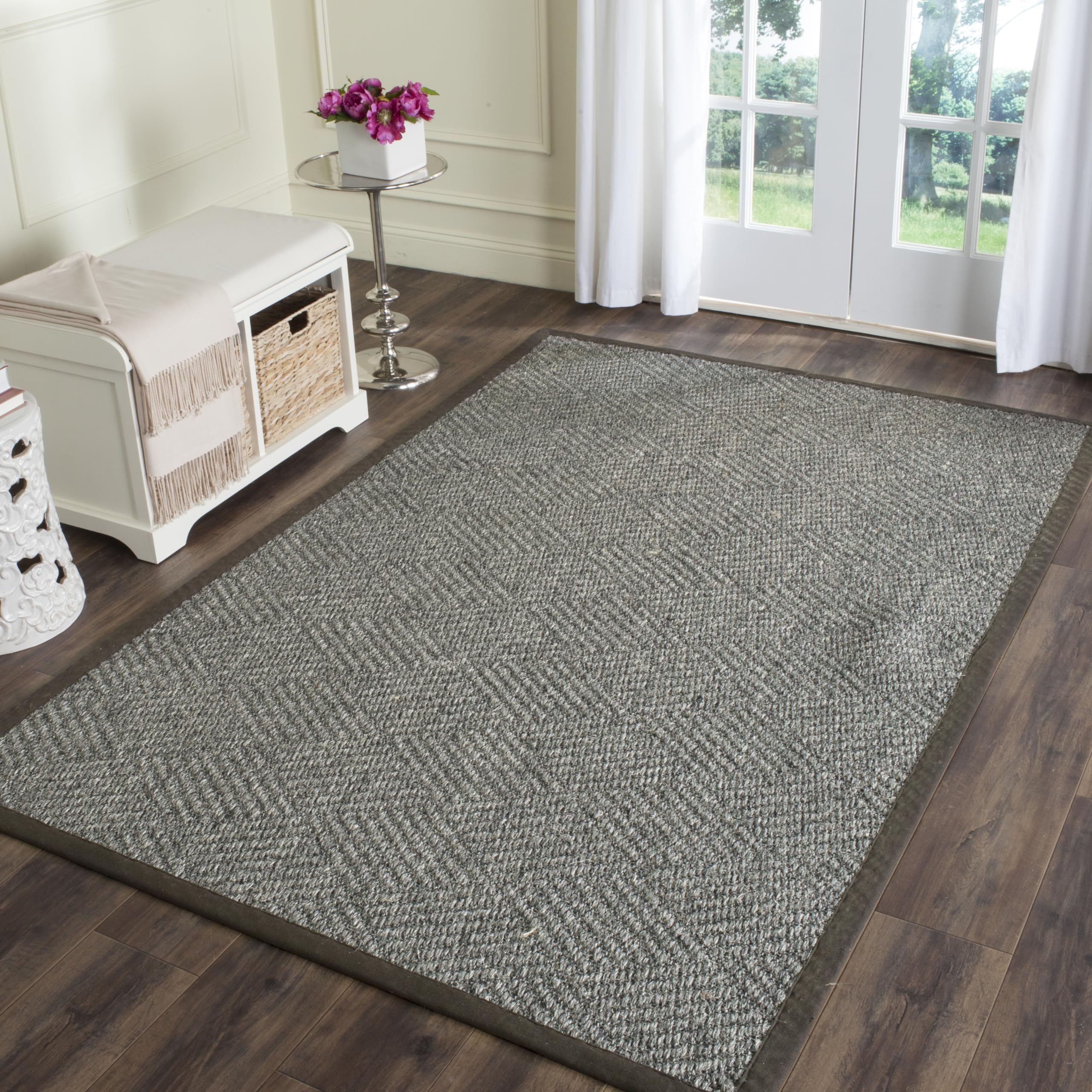 SAFAVIEH Natural Fiber Collection 4' x 6' Grey & Dark Grey Sisal Accent Rug - Easy Care, Durable for High Traffic Areas - Perfect for Entryway, Living Room, Bedroom & Home Decor (NF464A)