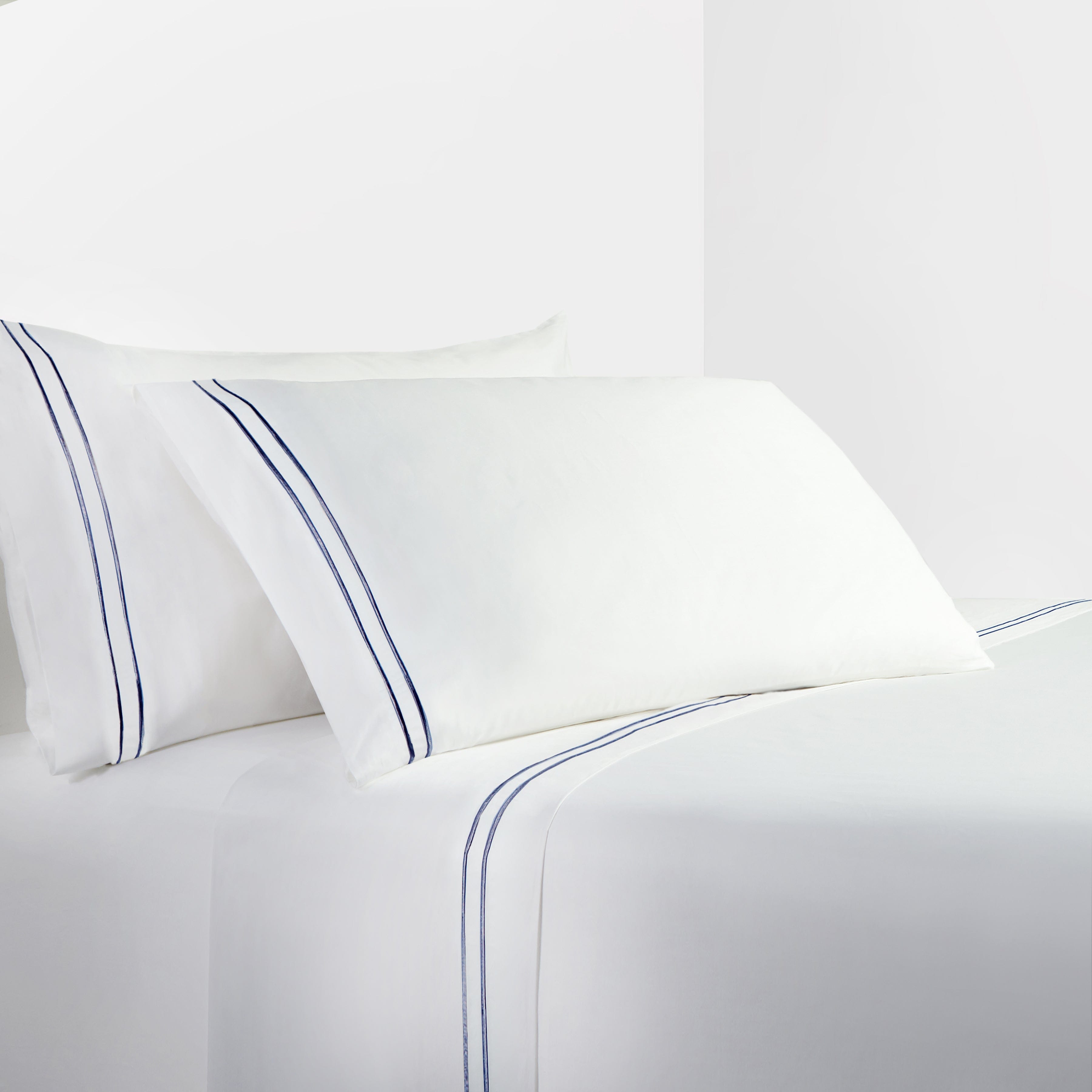 350 Thread Count Embroidered Stripe Sheet Set - Soft & Breathable Bedding for Luxurious Comfort - Perfect for Master Bedroom, Guest Room & Dormitory