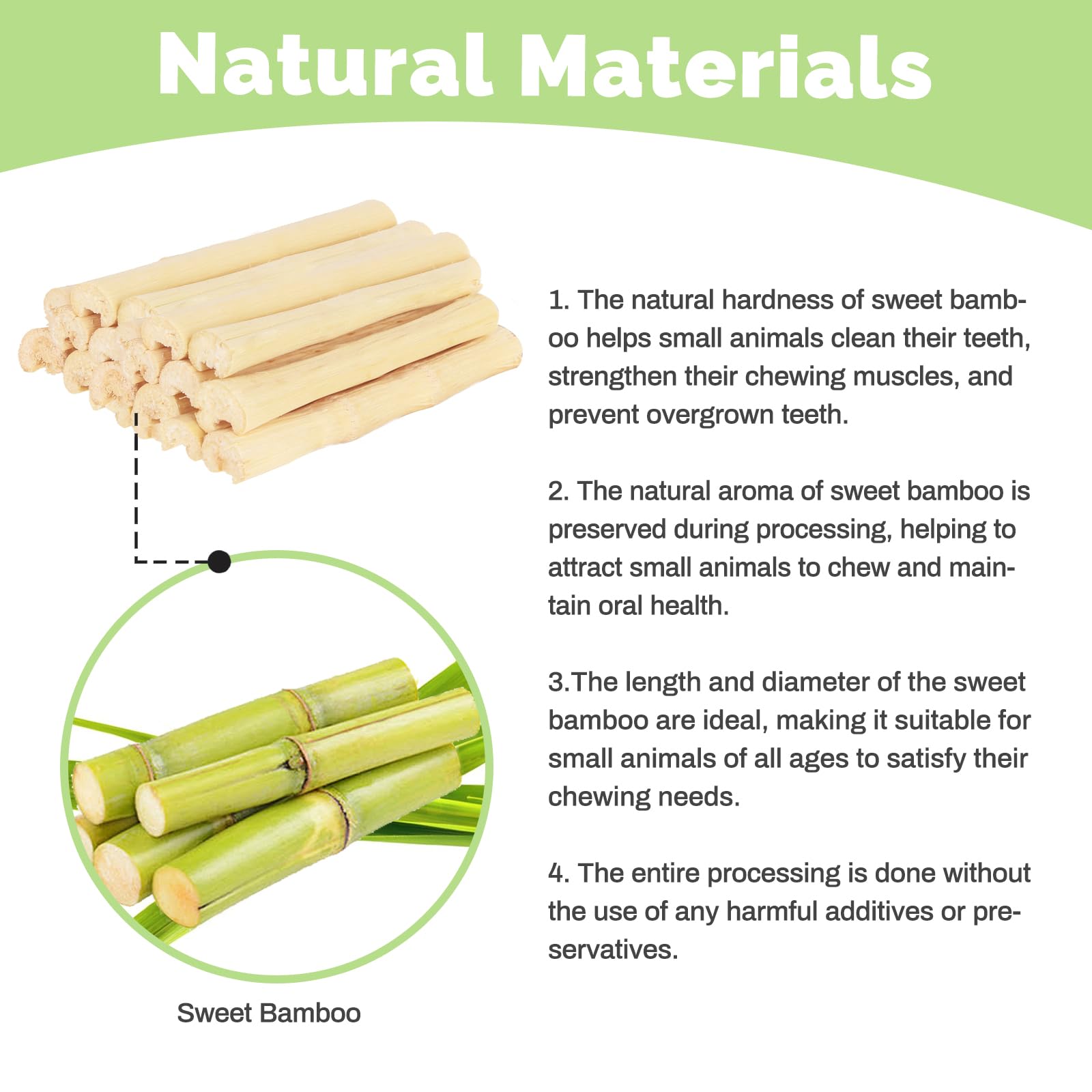 Natural Sweet Bamboo Chew Toys for Rabbits, Guinea Pigs, Hamsters - 330g Small Animal Teeth Cleaning Toy to Prevent Overgrowth | Perfect for Cage Enrichment & Dental Health