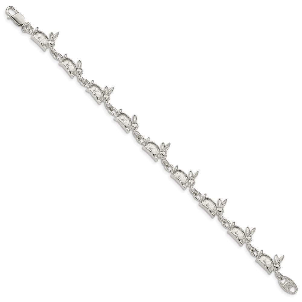 Roy Rose Jewelry Sterling Silver Rabbit Charm Bracelet - 7 Inch Adjustable Length for Women - Perfect Gift for Birthday, Anniversary & Everyday Wear
