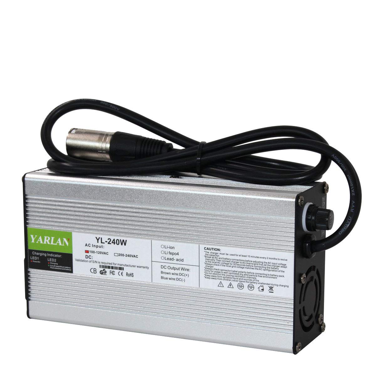 54.6V 4A Lithium Battery Charger for 13S 48V Li-ion Battery Packs - Smart Fast Charging with XLR Connector - Perfect for Ebikes, Scooters, and Electric Vehicles