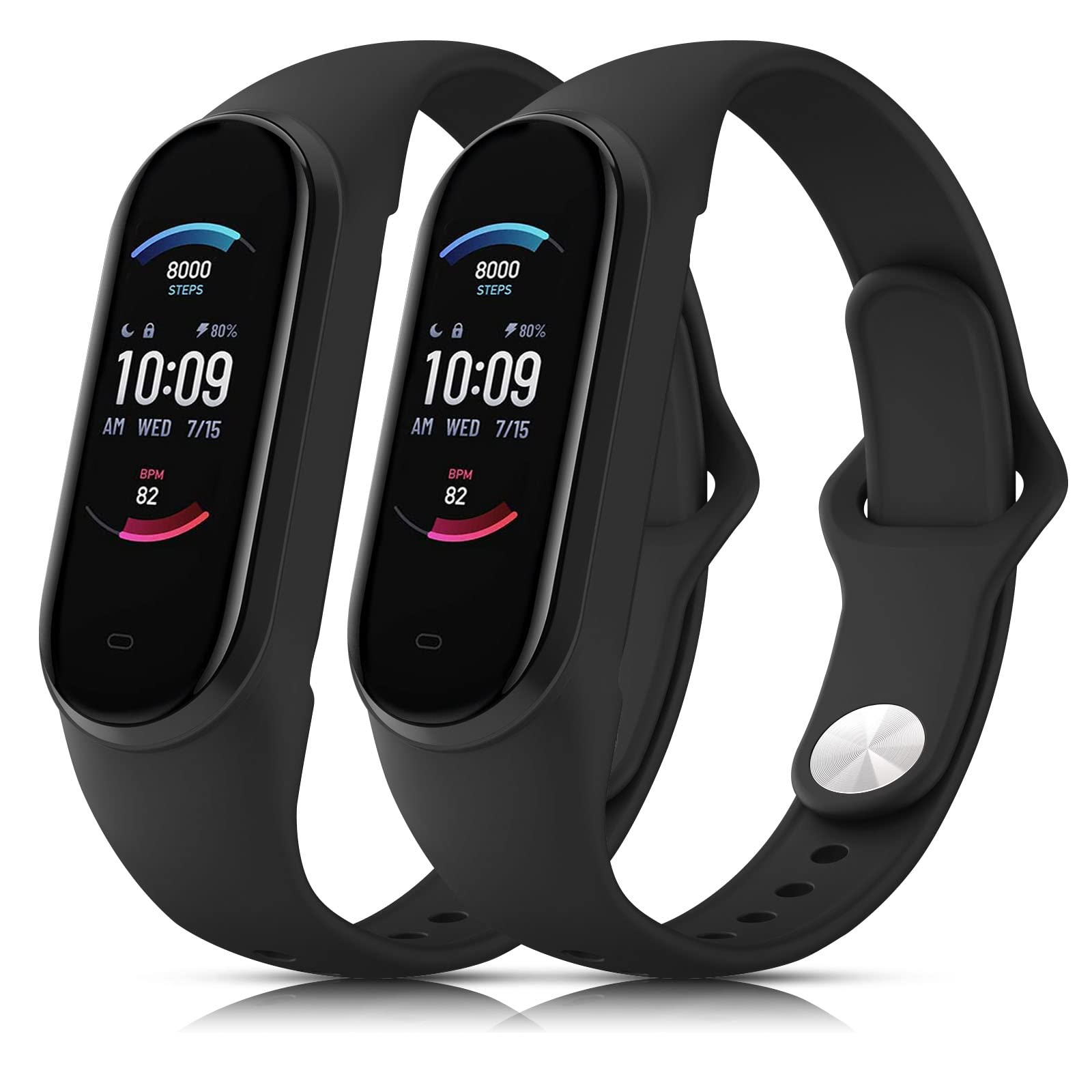 Premium Replacement Silicone Strap Compatible with Xiaomi Mi Band 5/6 & Amazfit Band 5 - Soft, Durable Fitness Tracker Band for Running, Swimming & Daily Wear