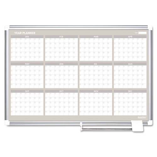 12-Month Yearly Planner 2024 - 36x24 Inch Large Wall Calendar with Aluminum Frame by MasterVision - Perfect for Home, Office & Classroom Organization
