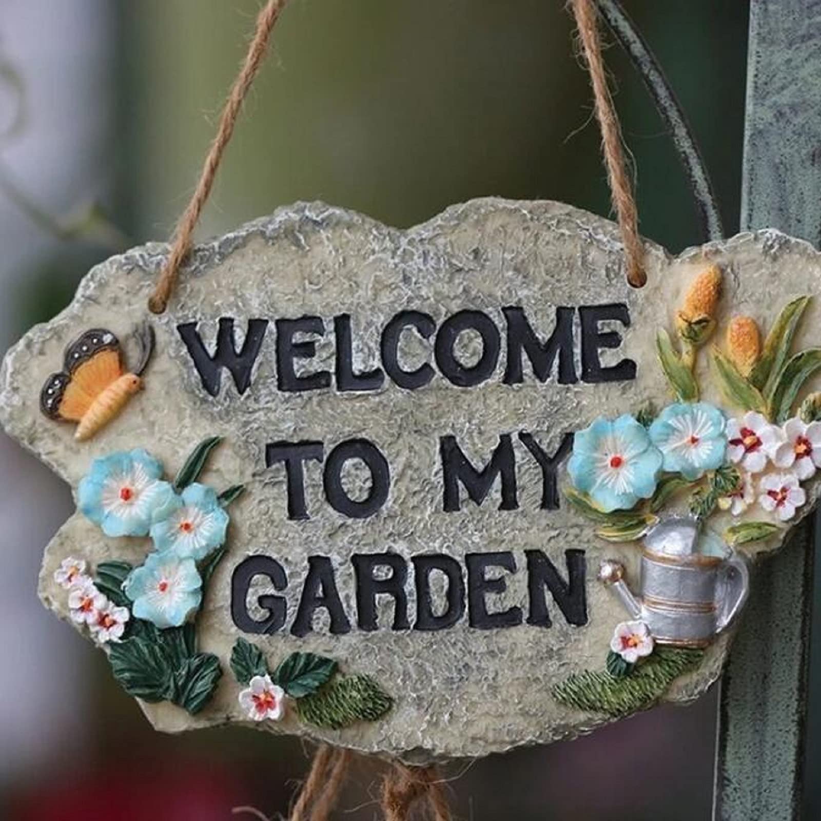 Large Resin Welcome Sign - Elegant Garden & Balcony Ornament, Yard Statue for Home Decor - Perfect Housewarming Gift, Christmas & Mother's Day Present - Ideal for Outdoor Patio, Front Porch & Entryway Decor