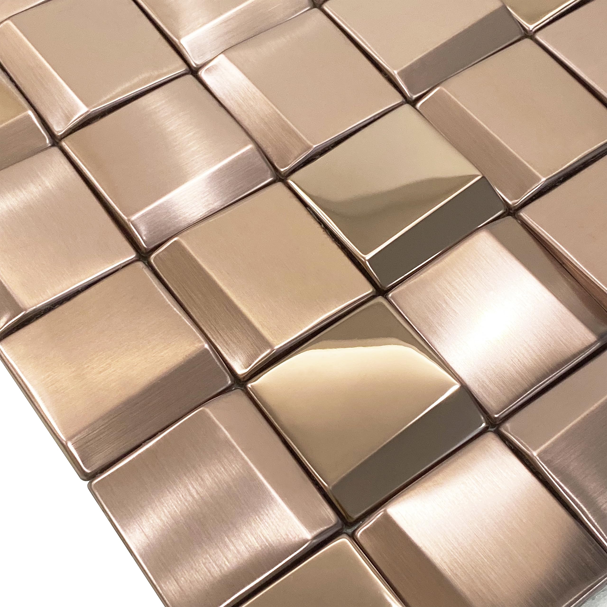 3D Copper Tile Backsplash - Peel and Stick Accent Wall Panels (5 Sheets) - Dimensional Wall Tiles for Kitchen, Bathroom & Home Decor
