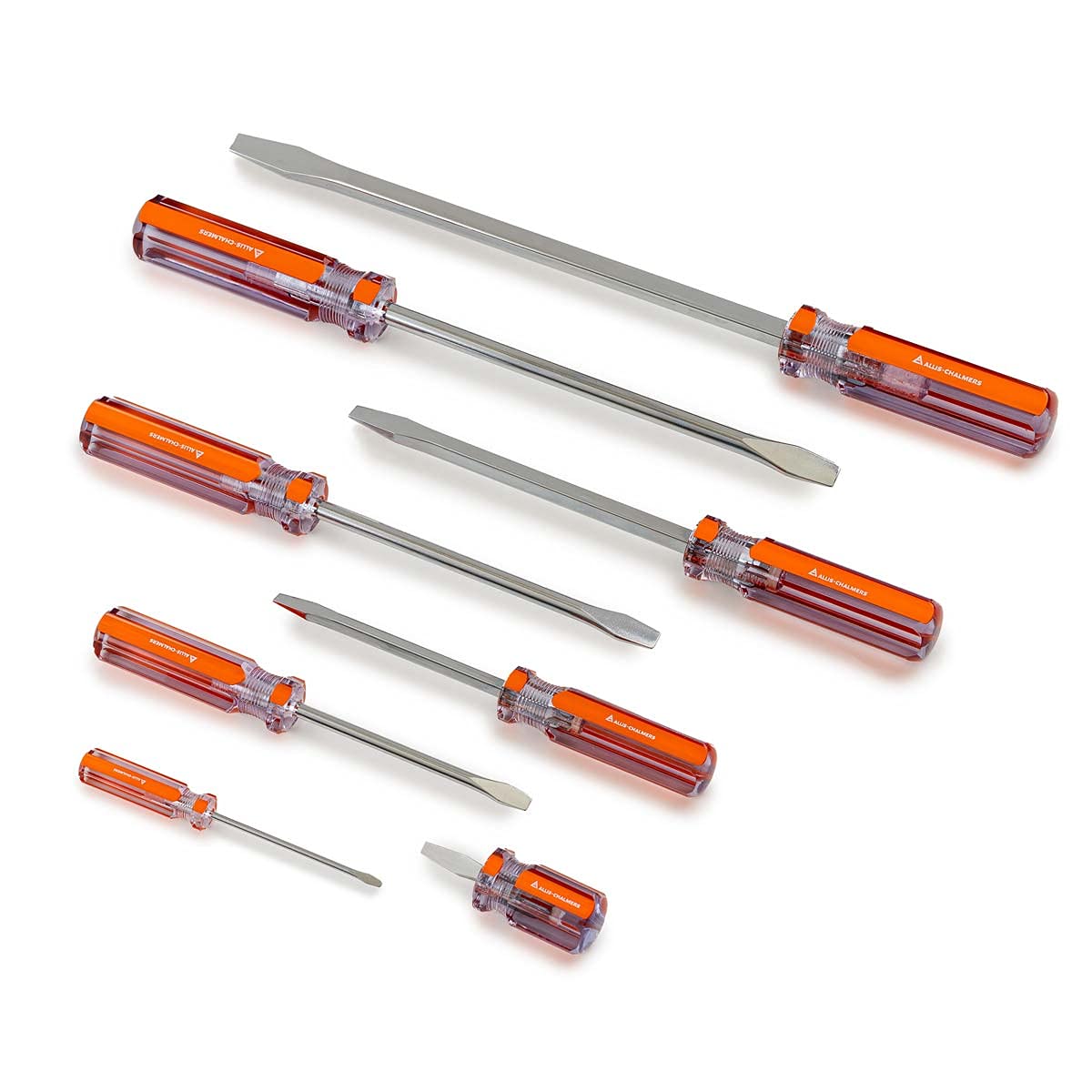 Allis Chalmers 8-Piece Standard Tip & Flat Head Screwdriver Set (Model 9004463) - Perfect for Automotive Repairs, Home Improvement, and DIY Projects