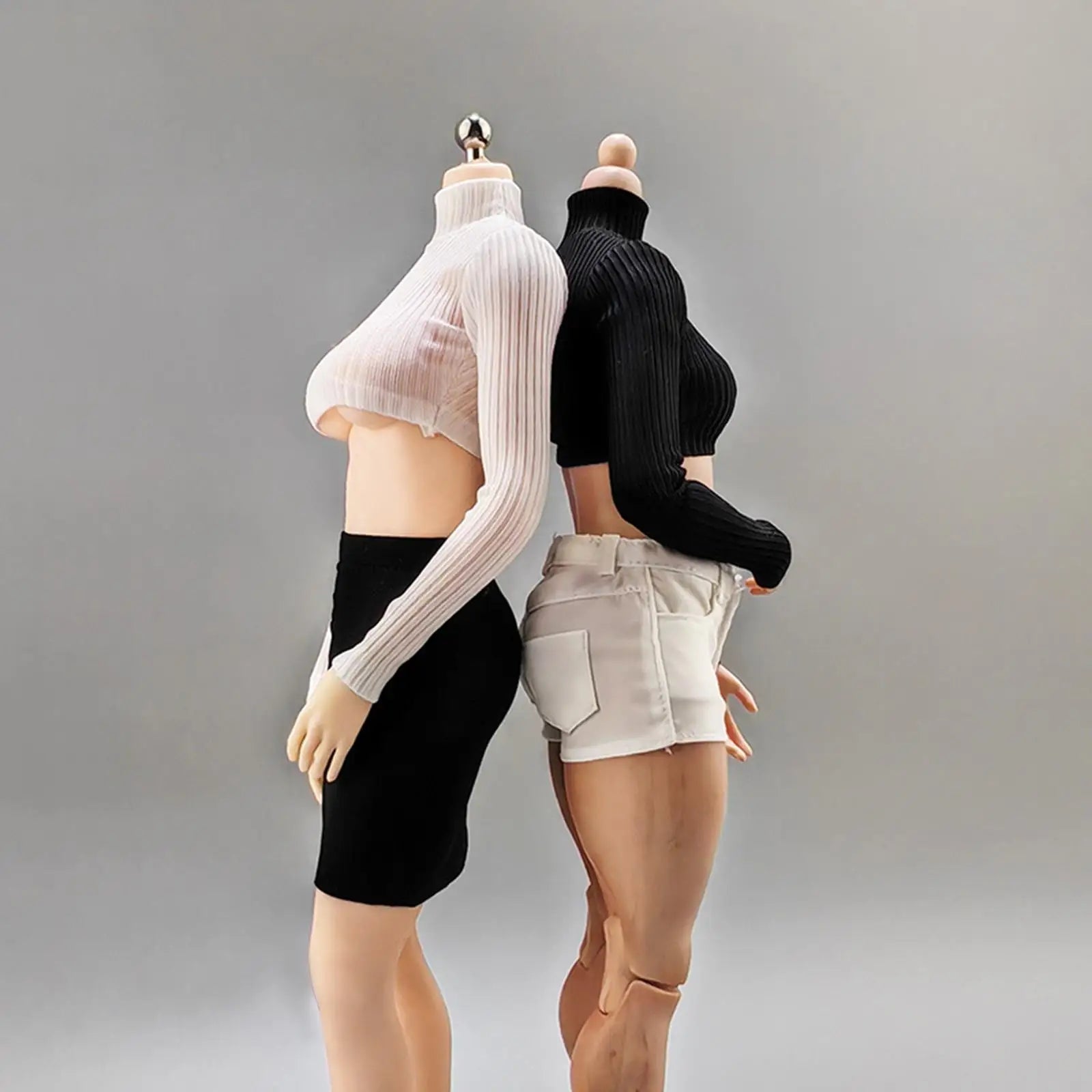 1:6 Scale Women's Crop Tops Turtleneck Thin Sweater Outfit for 12