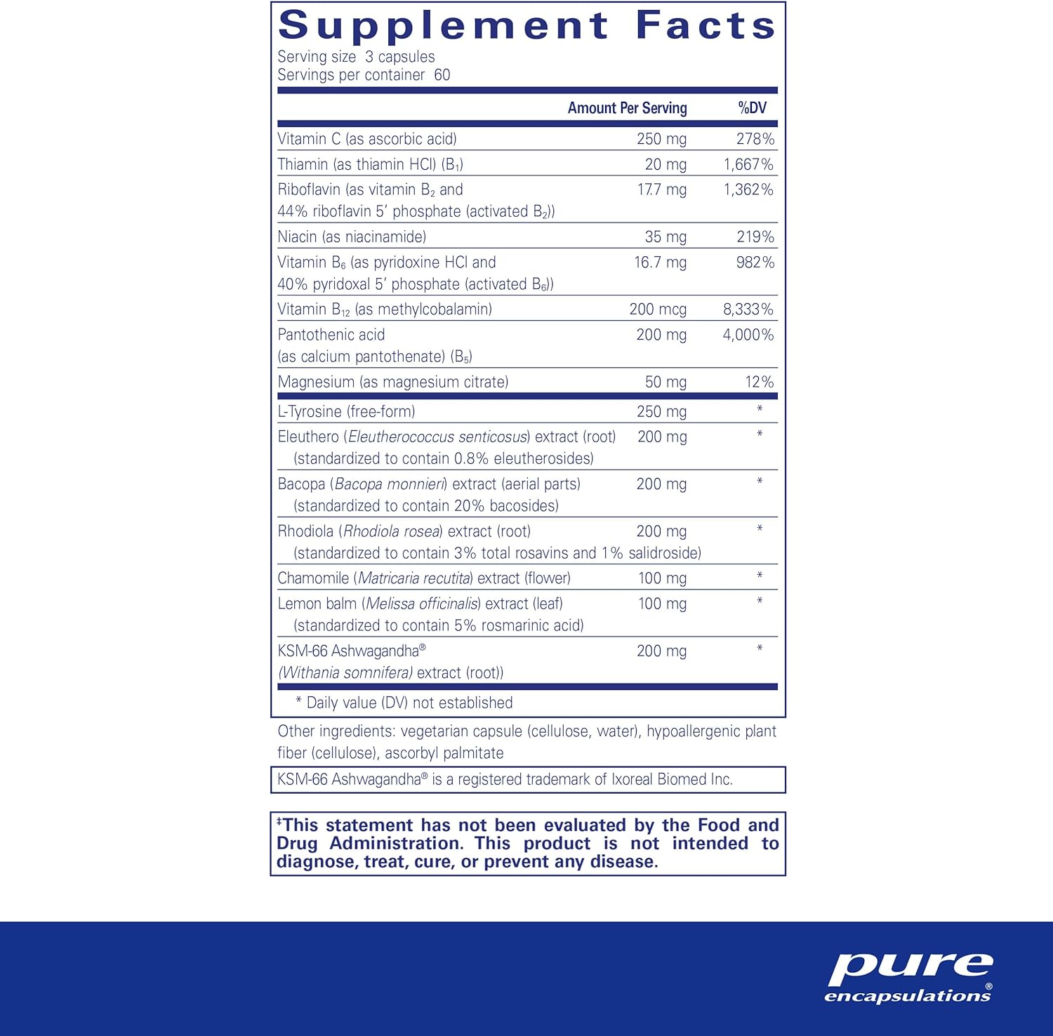 Pure Encapsulations Daily Stress Formula Supplement - Natural Stress Relief & Mood Support for Adults - Perfect for Work, Travel & Daily Life