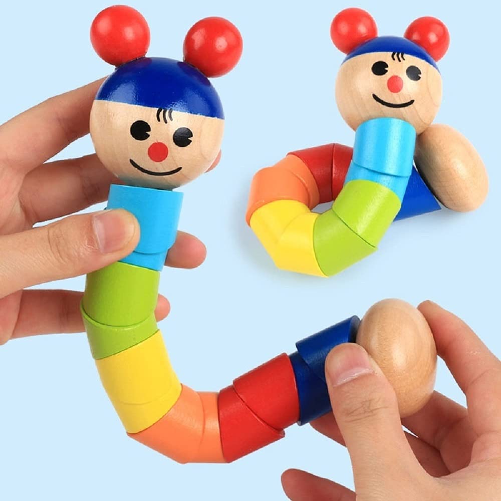 FunBlast 3D Wooden Twistable Puzzle Doll Toy for Kids Ages 3+ | Educational Brain Teaser for Boys & Girls | Creative Play for Home & Classroom Learning (Multicolor)