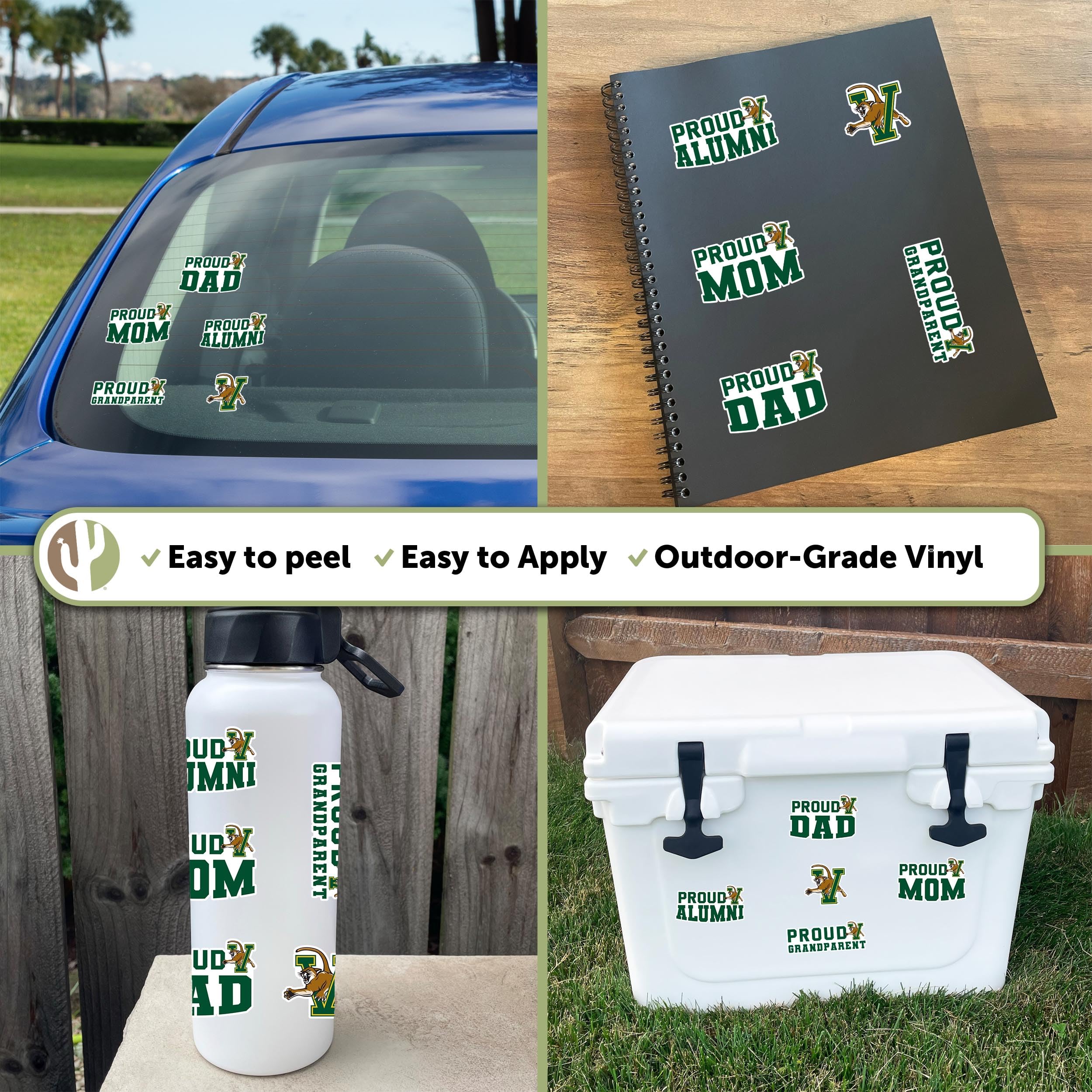 University of Vermont Catamounts Desert Cactus Vinyl Decal Sticker - Waterproof Laptop, Water Bottle, Car, Scrapbook Decor - Perfect for College Dorm, School Spirit & Alumni Gifts (Family Full Sheet)
