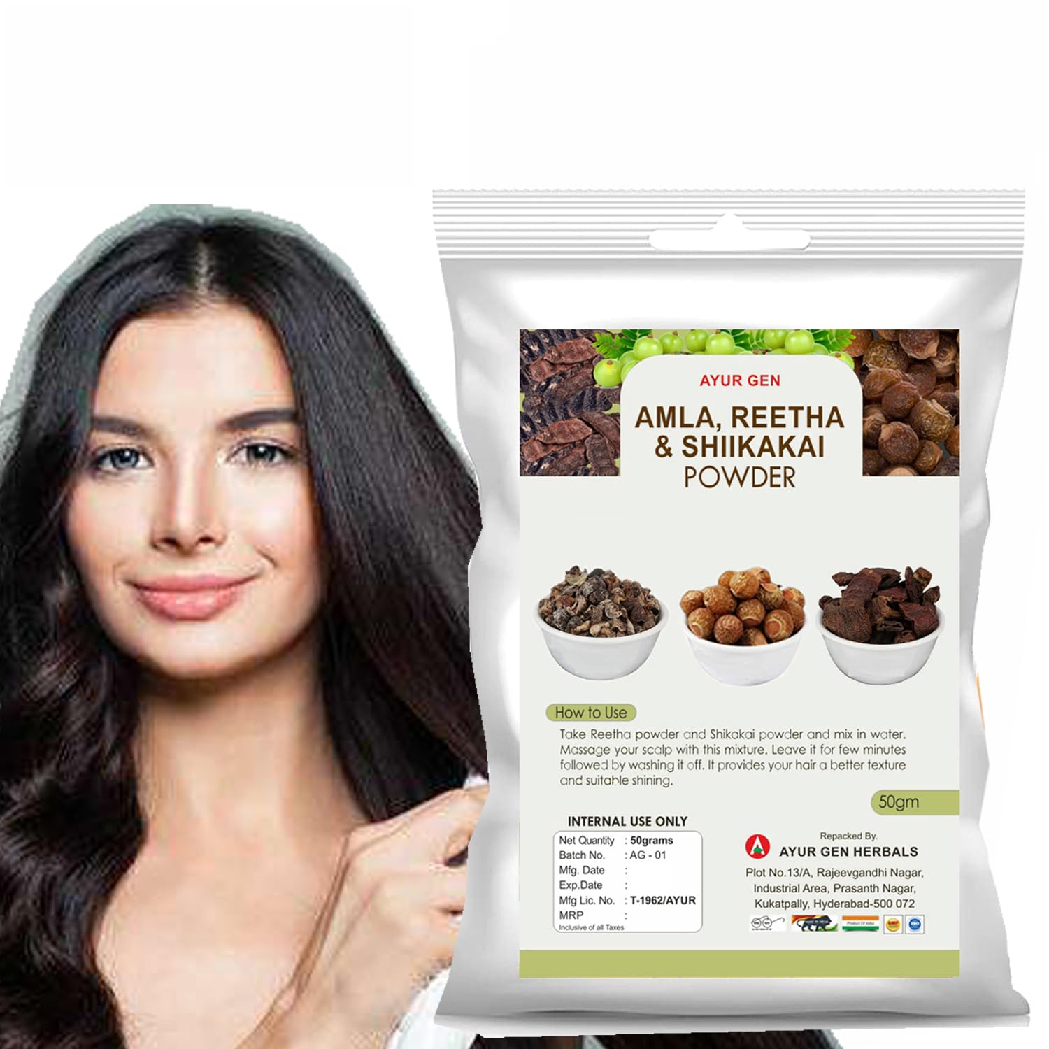 Organic Amla Reetha Shikakai Powder Combo for Hair Growth | Natural Ayurvedic Herbal Hair Care Treatment | Promotes Stronger, Thicker Hair - Perfect for DIY Hair Masks & Scalp Treatments