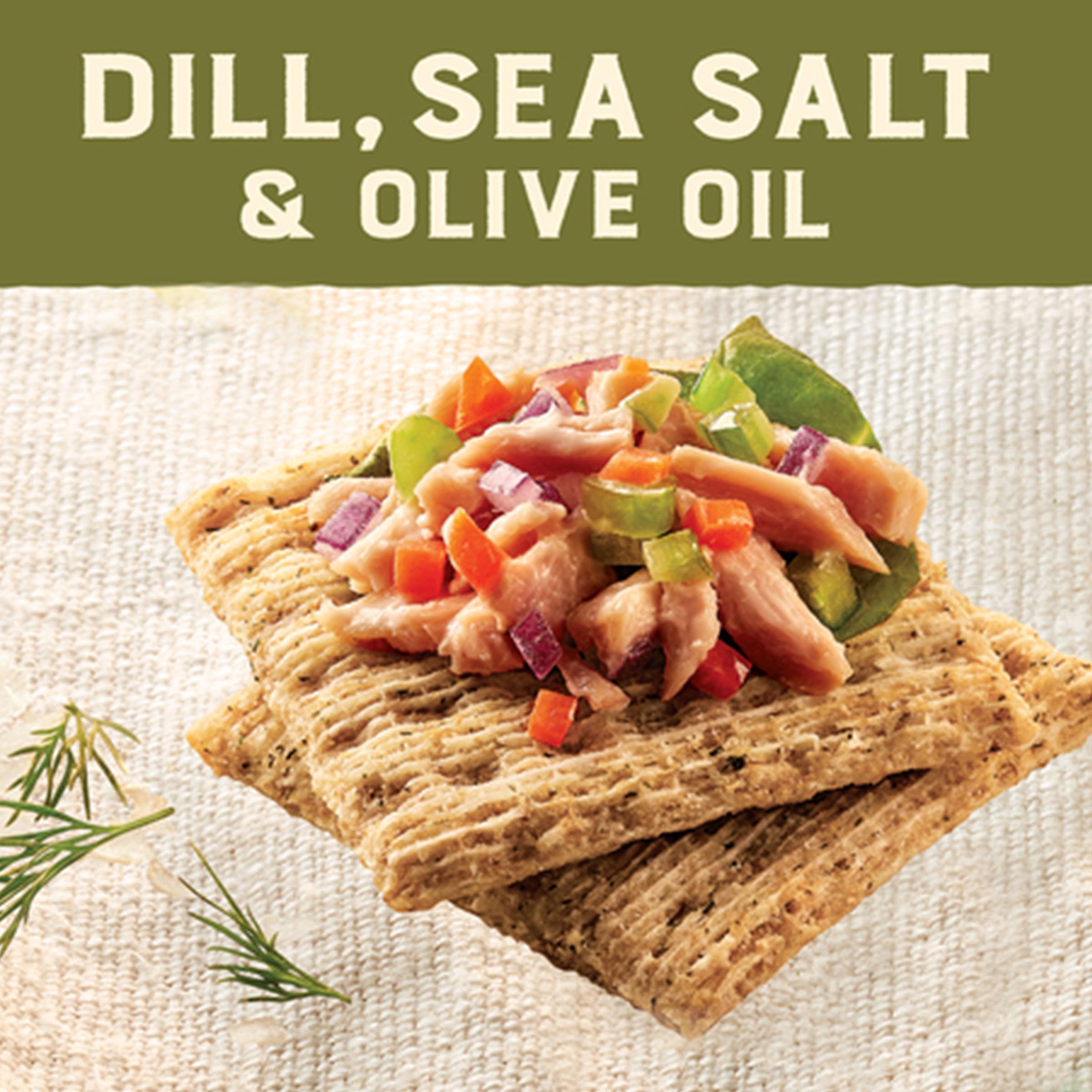 Triscuit Whole Grain Wheat Crackers with Dill, Sea Salt & Olive Oil - Healthy Lunch Snacks & On-the-Go Treats (8.5 oz) - Perfect for Office, School, and Picnics