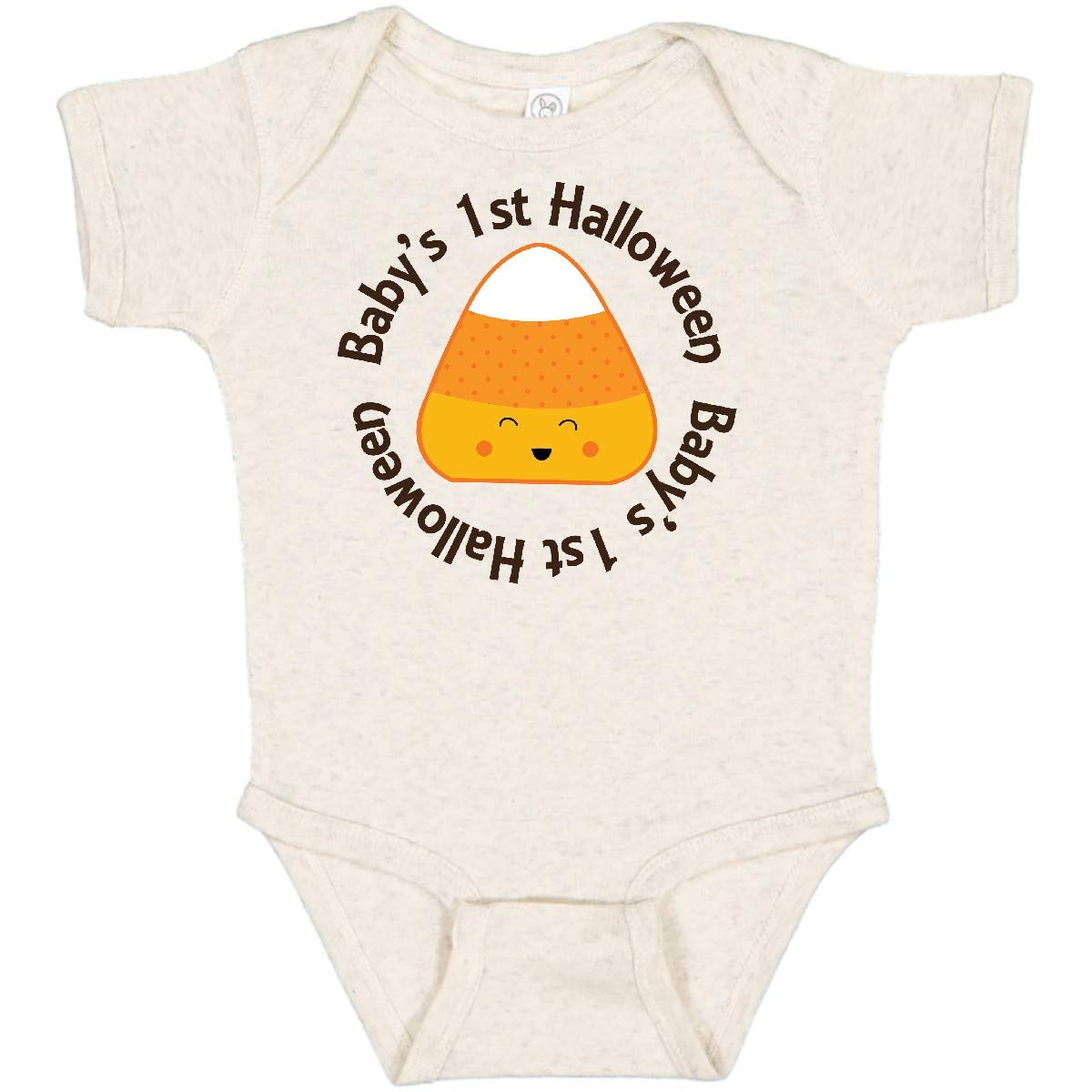 Inktastic First Halloween Candy Corn Baby Bodysuit - Cute Halloween Outfit for Babies & Toddlers - Perfect for Halloween Parties, Photo Shoots & Trick-or-Treating