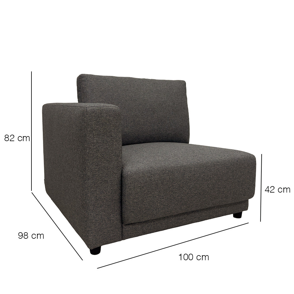 Modular Left Arm Chair with EcoClean Fabric - Ergonomic Office Chair for Home & Workspace - Comfortable Gaming & Study Chair for Long Hours Sitting