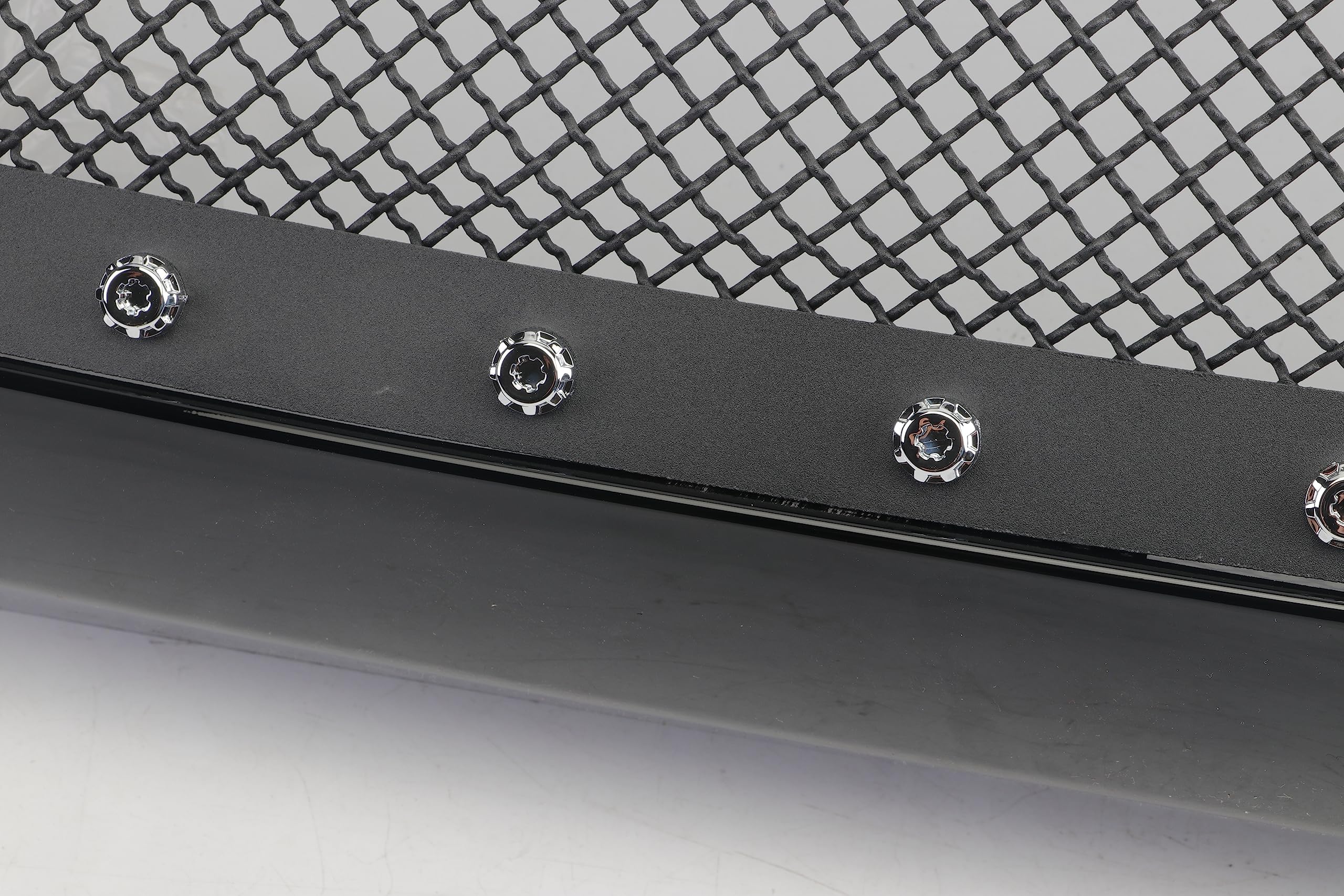 Gloss Black Front Grille for Dodge Ram 1500/2500/3500 (2006-2009) - Upper Mesh Grille with Rivets - Perfect for Off-Road & Truck Customization