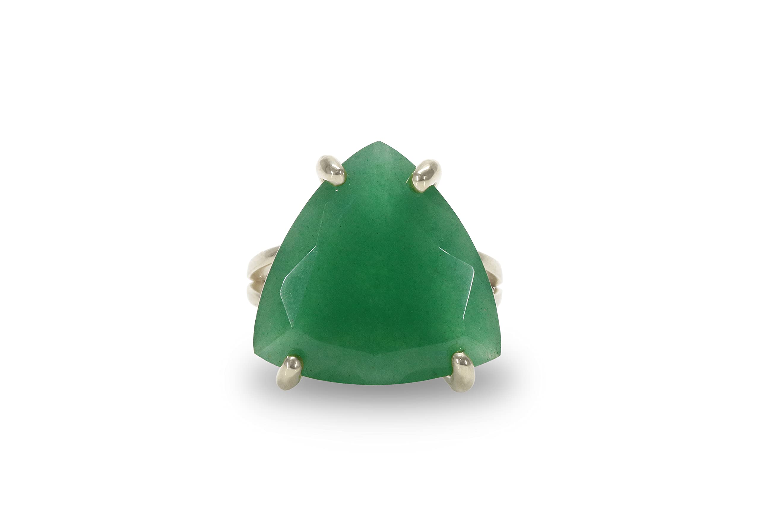925 Silver Aventurine Ring for Women - Natural Trillion Cut Gemstone Jewelry - Handmade Fashion Ring - Perfect Birthday Gift for Her | Elegant Everyday Wear & Special Occasion Jewelry