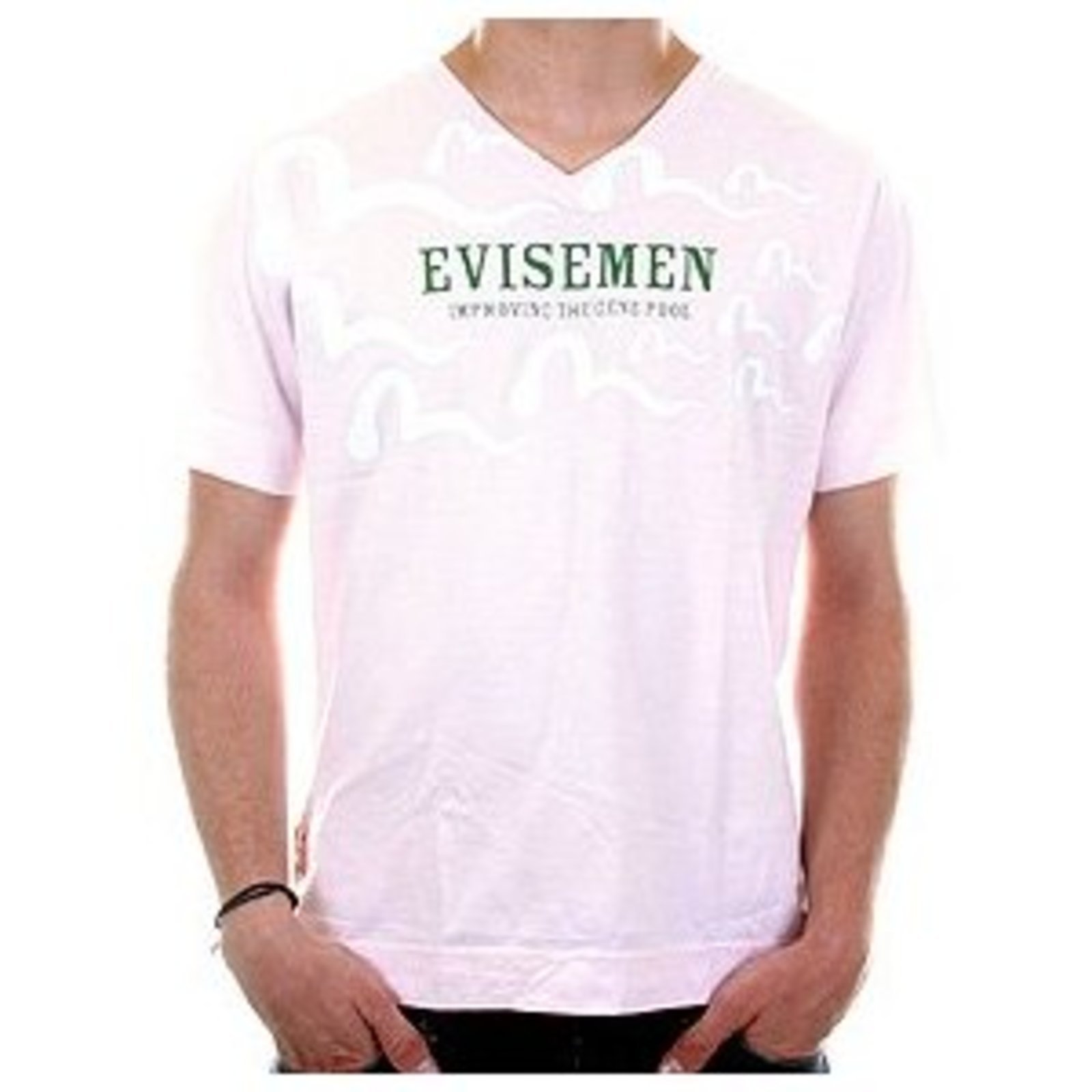 EVISU Evisemen Pale Pink Short Sleeve T-Shirt for Men - Casual Cotton Tee for Streetwear & Summer Outfits