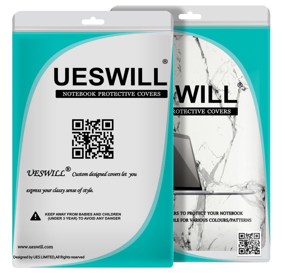UESWILL Marble Pattern Hard Shell Case Cover for MacBook 12 inch Retina Display A1534 - Protective Laptop Cover with Microfiber Cleaning Cloth (White/Grey) | Perfect for Office, School & Travel Use