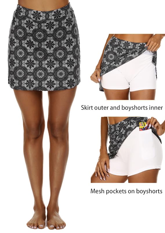 Ekouaer Women's Athletic Skorts - Lightweight Golf Skirt with Inner Shorts & Pockets for Tennis, Workout, Sports & Pickleball | Perfect for Golf, Running, Yoga & Gym Activities