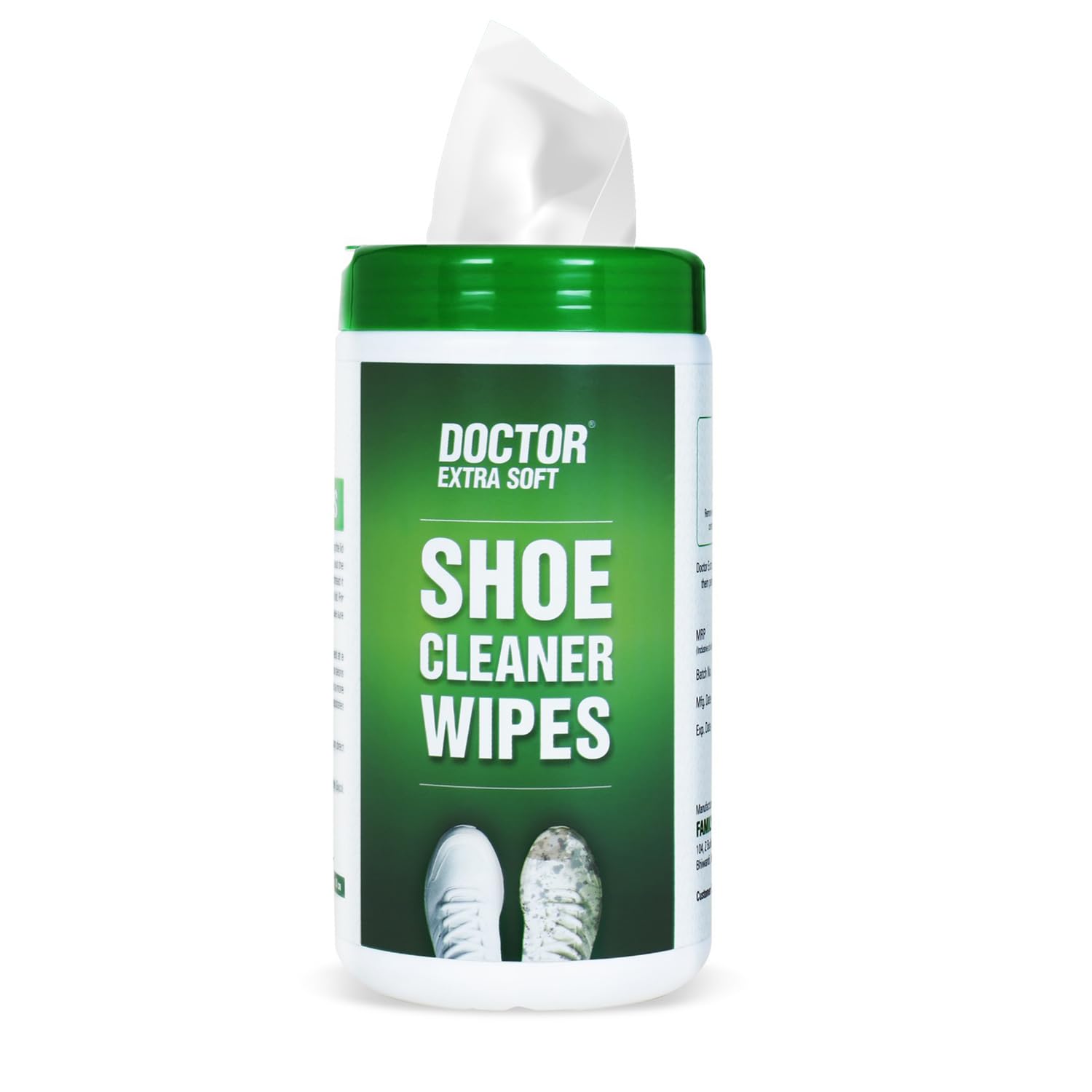 DOCTOR EXTRA SOFT Natural Shoe Cleaner Wipes - Portable Sneaker & Footwear Cleaning Wipes for Shoes, Loafers, Sandals, Slippers, Athletic & Tennis Shoes - Quickly Removes Dirt, Stains, Mud & Grass - 50 Ready-to-Use Wipes - Perfect for Travel, Gym, Outdoor Activities & Quick Shoe Maintenance