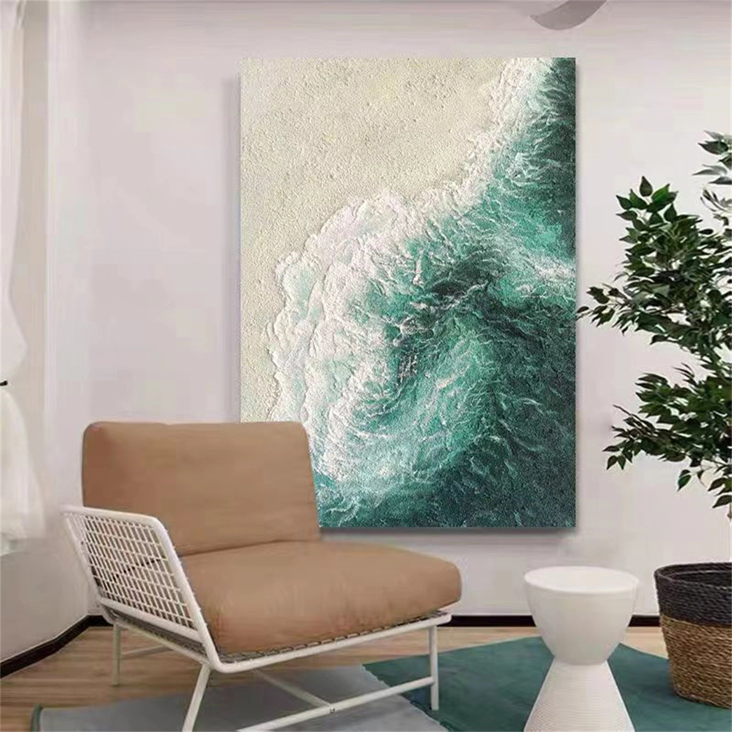 Ocean and Sky Painting #OS 049 - Handmade Canvas Wall Art for Home Decor, Office & Living Room - Serene Seascape Landscape Artwork