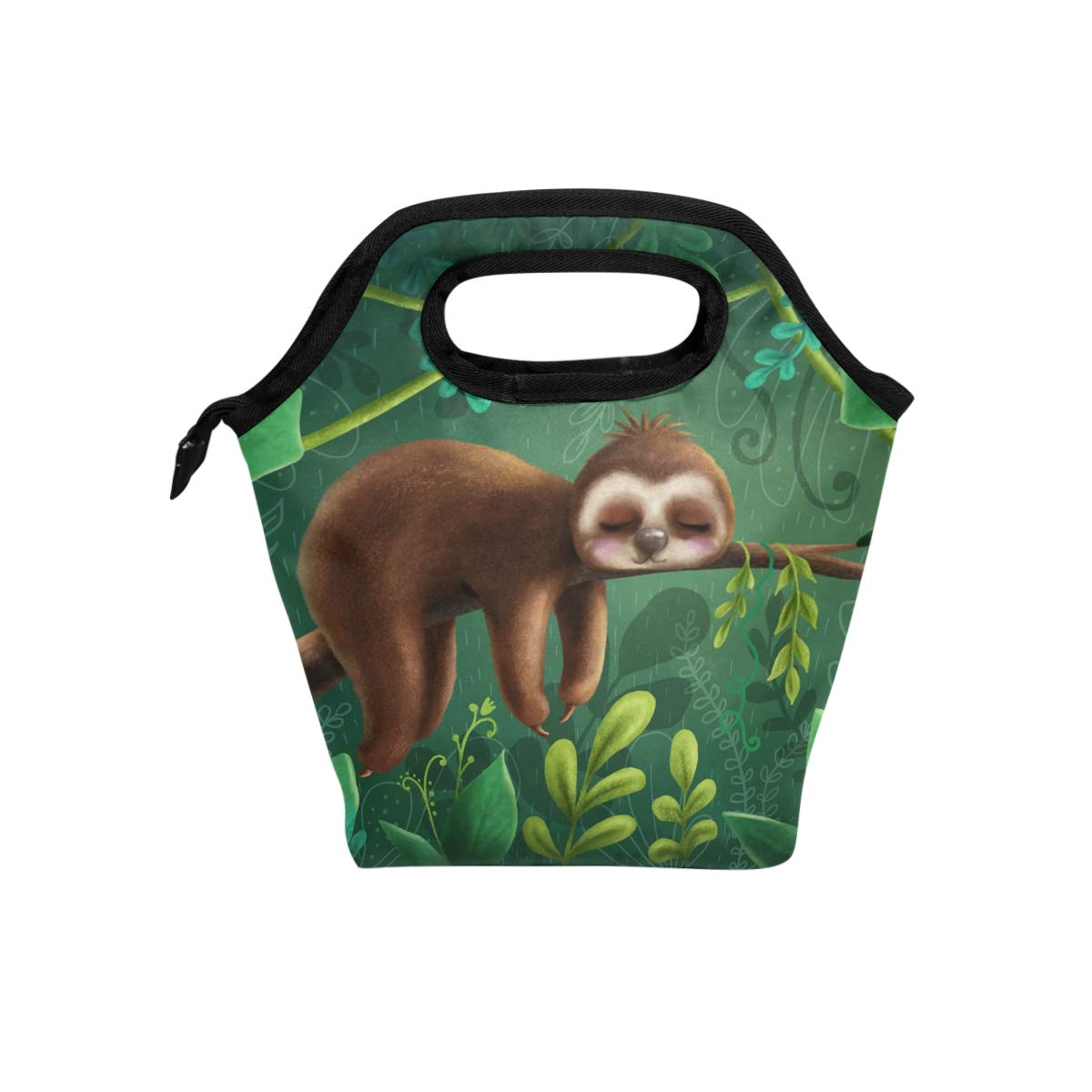 Jungle Sloth Insulated Lunch Tote - Waterproof Picnic Lunch Bag for Women, Adults & Kids - Perfect for School, Work, Hiking & Outdoor Activities | Blue Angle Lunch Box with Leakproof Design