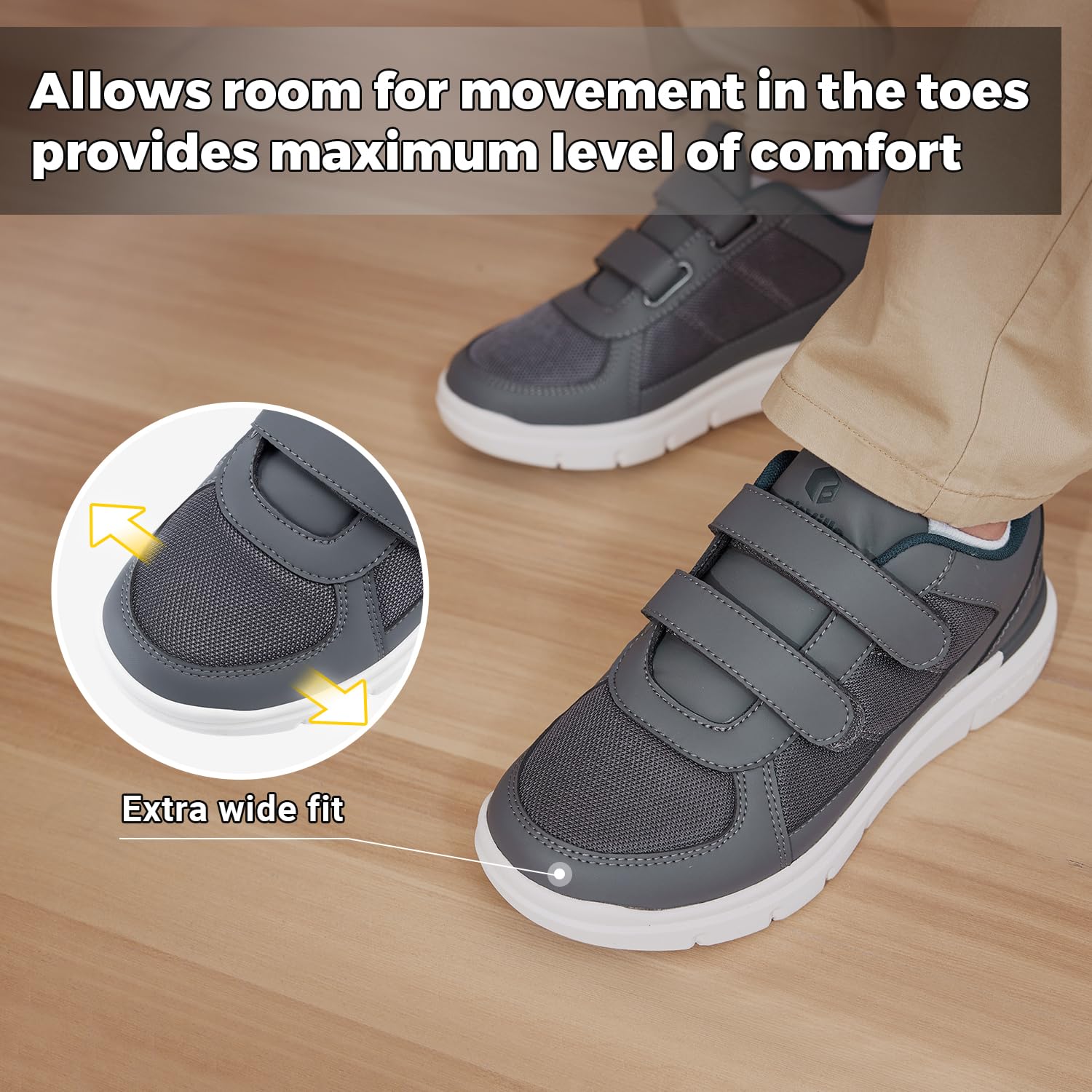 FitVille Diabetic Shoes for Men - Extra Wide Width Orthopedic Walking Shoes for Neuropathy & Swollen Feet - Pain Relief Comfort Shoes with Adjustable Closure - Ideal for Daily Wear, Walking & Standing Long Hours