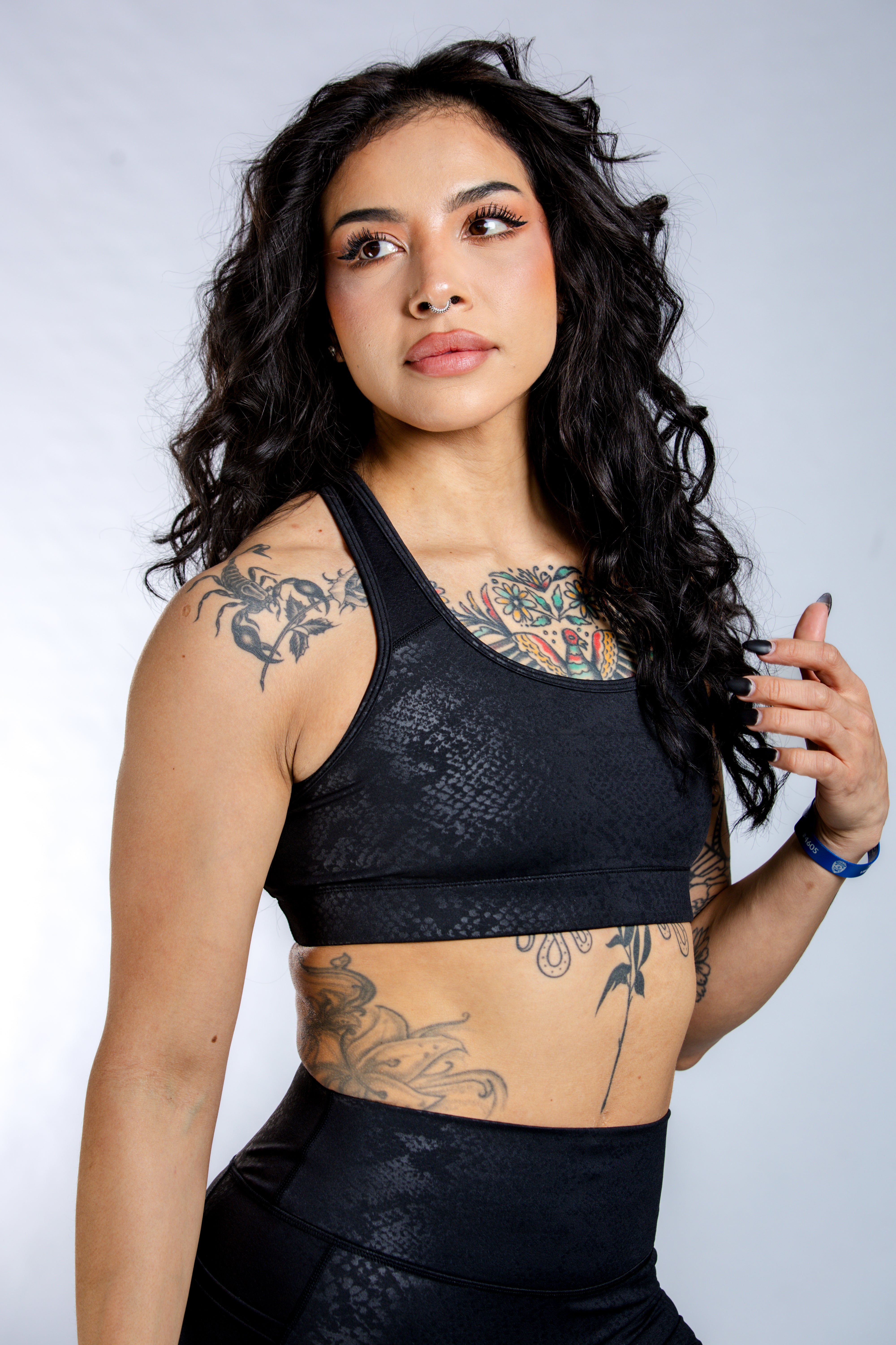 High Support Workout Sports Bra for Women - Black Snakeskin Print | Yoga, Running, Gym & Activewear
