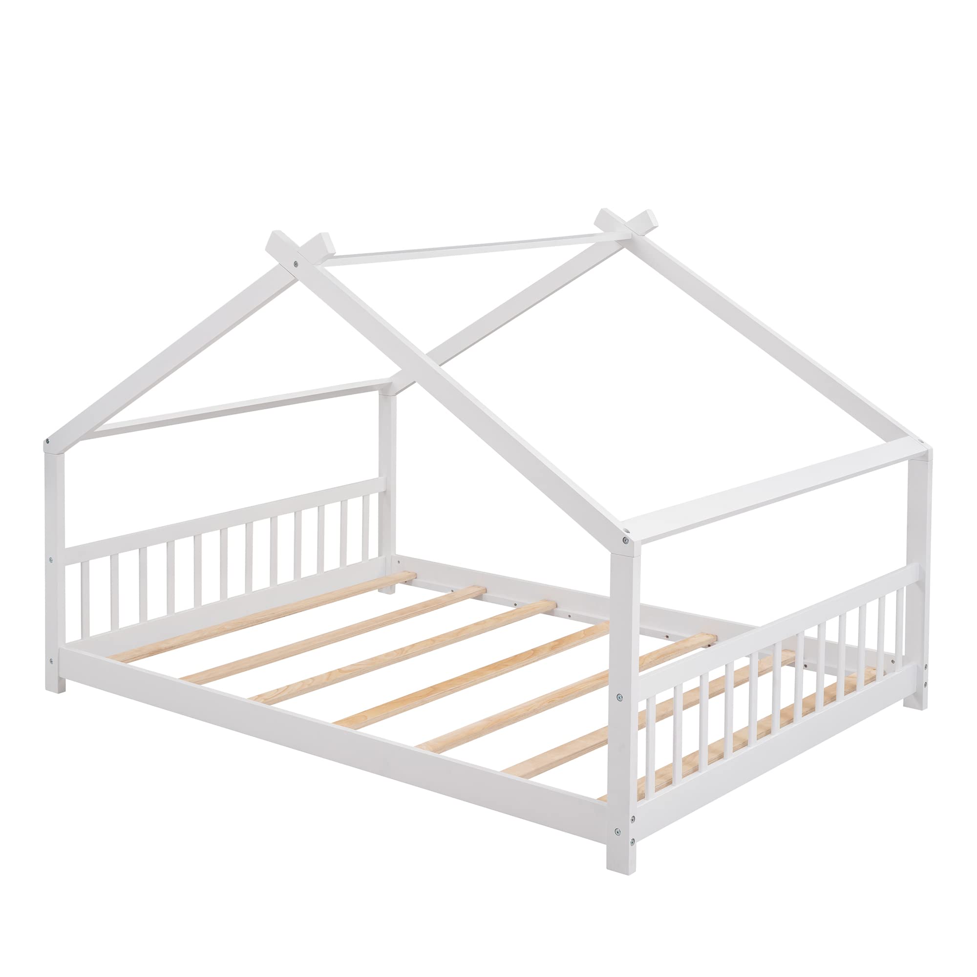 Merax Full Size Wooden House Platform Bed Frame with Headboard & Footboard - Low Profile Kids Bed, No Box Spring Needed - Perfect for Children's Bedrooms, Playrooms & Cozy Sleep Spaces