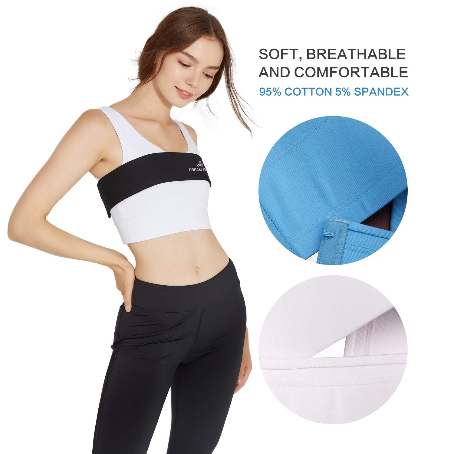 DREAM SLIM No-Bounce Sports Bra for Women - Adjustable Support Band & Strap - High-Impact Workout, Running, Yoga, Gym Activewear