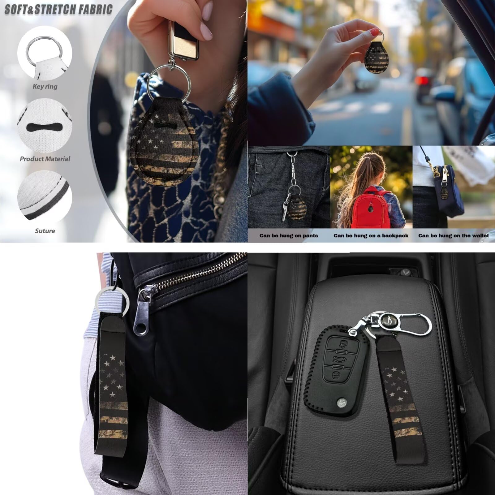 Kuiaobaty Neoprene Key Holder Wristlet - 2 Pack Durable Keychain Lanyard with Keyring for Car Keys, Gym, Office & Travel Accessories