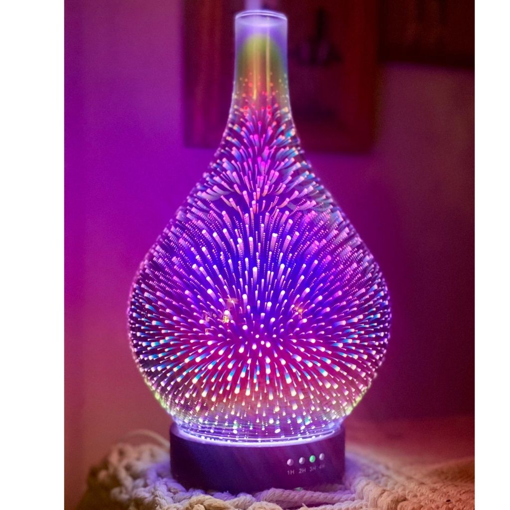 3D Glass Oil Diffuser for Aromatherapy - Elegant Dark Color - Perfect for Home, Office, Yoga & Spa Relaxation